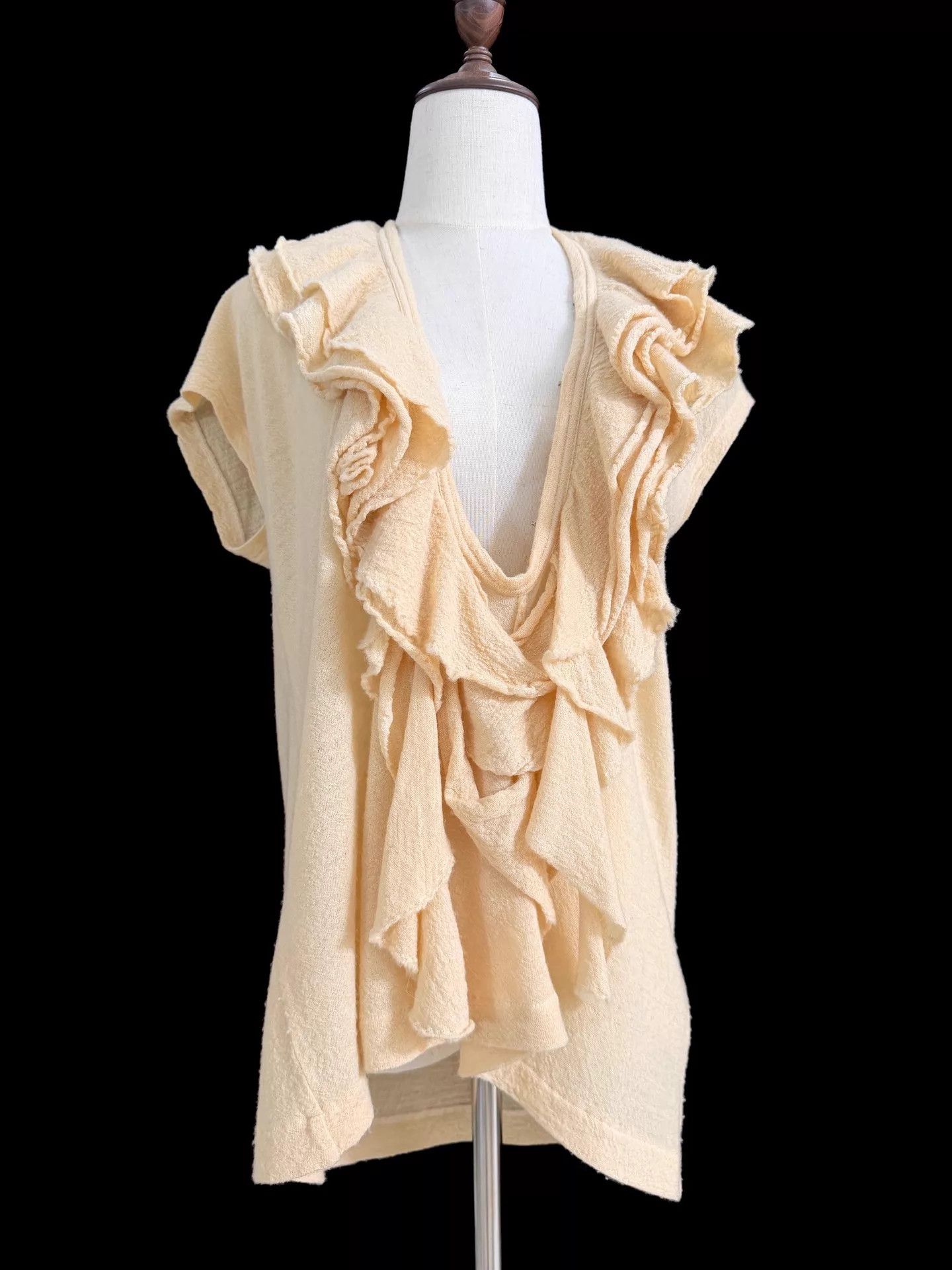 Comme des Garcons Comme des Garçons Layered Ruffle Wool Top Beige Size ONE SIZE - 7 Thumbnail