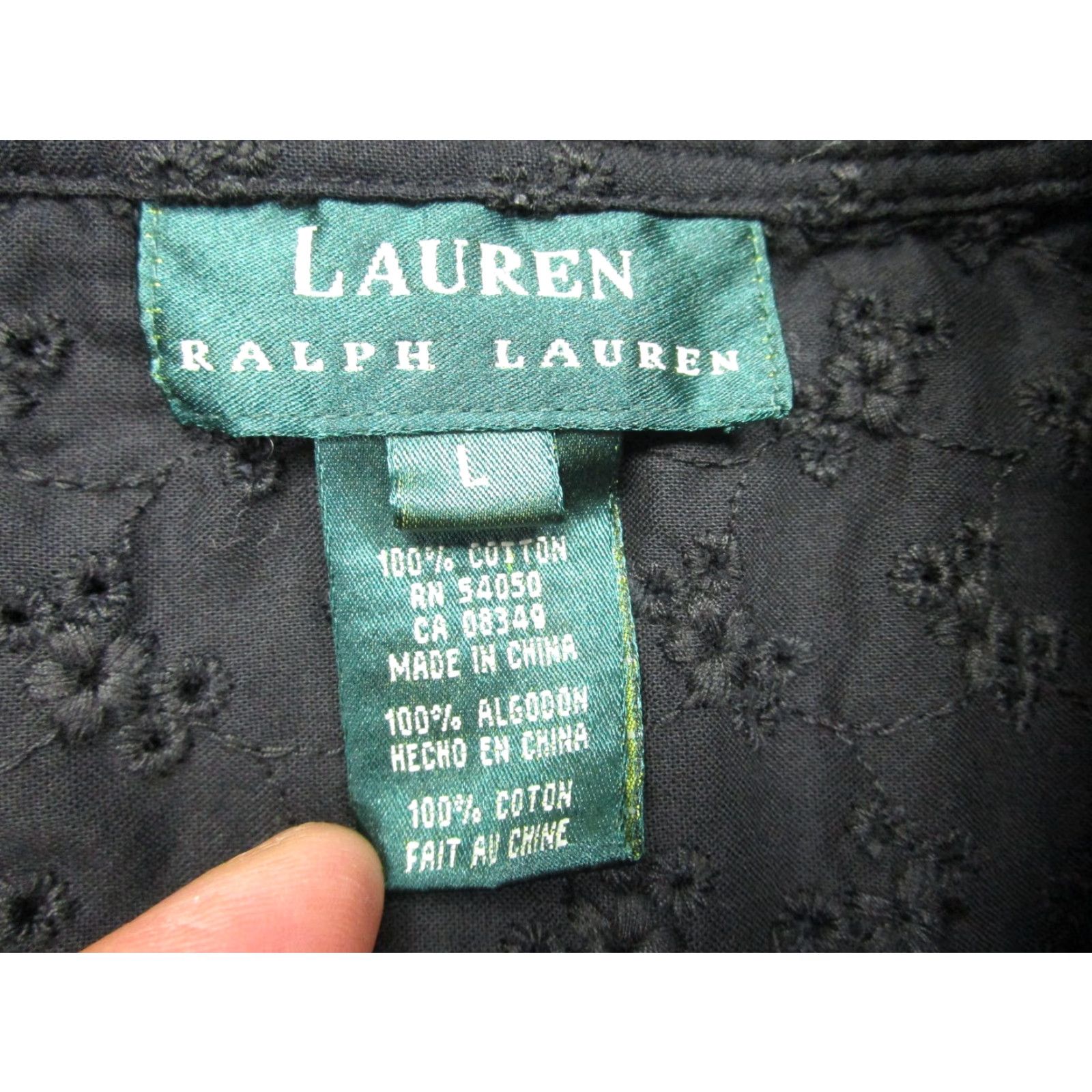 Ralph Lauren VINTAGE Lauren Ralph Lauren Shirt Womens L Black Sleeveless Eyelet Floral y2k Size L / US 10 / IT 46 - 5 Thumbnail
