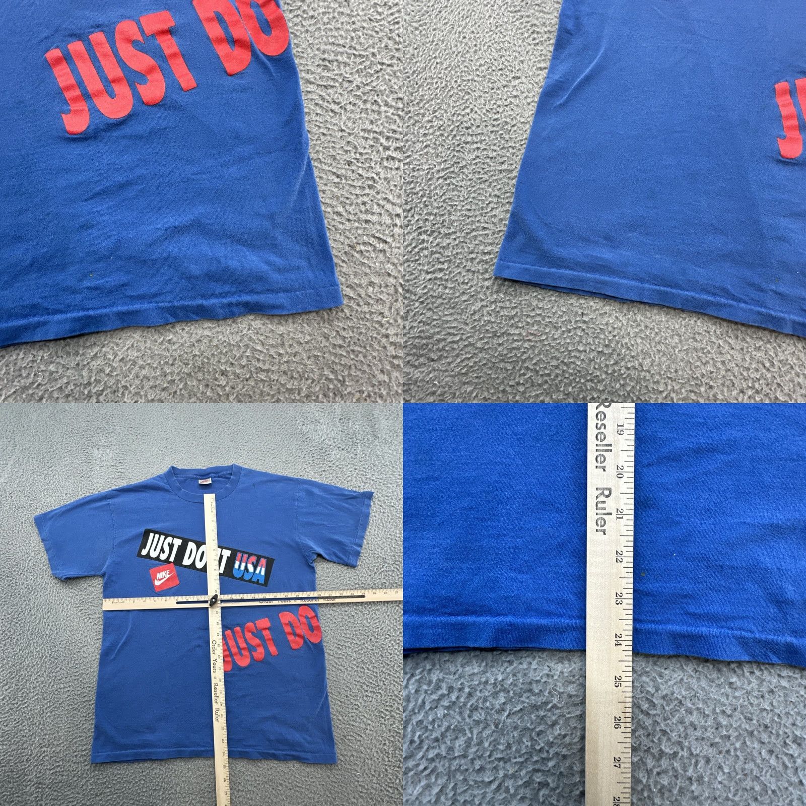 Nike VINTAGE Nike Just Do It T-Shirt Large Mens Blue 80s Made In USA Single Stitch Basketball Shirt Size US L / EU 52-54 / 3 - 8 Thumbnail