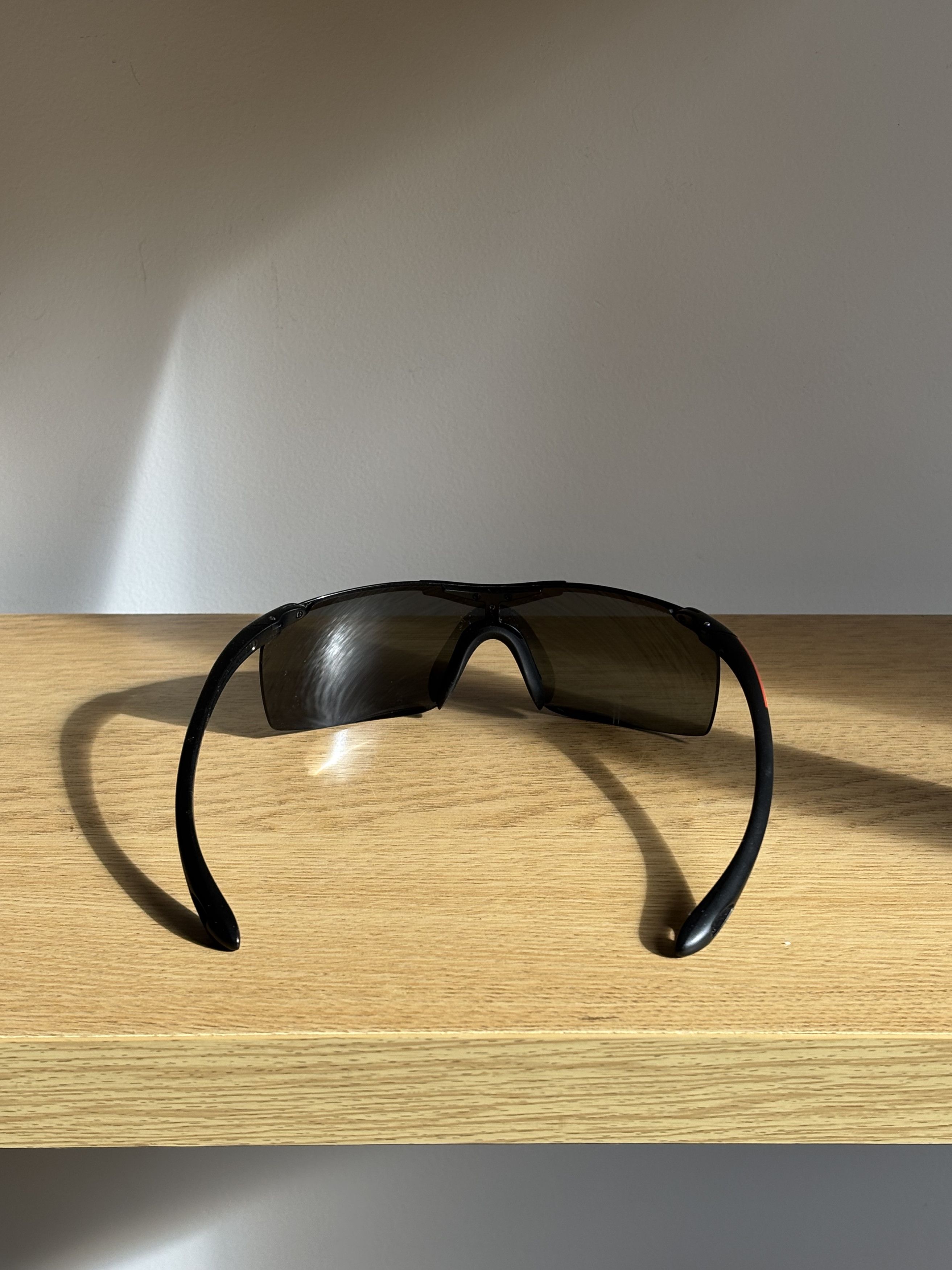 Prada × Vintage PRADA Sunglasses Rectangle Wrap Shield Metal Symbole RI920 Size ONE SIZE - 8 Thumbnail