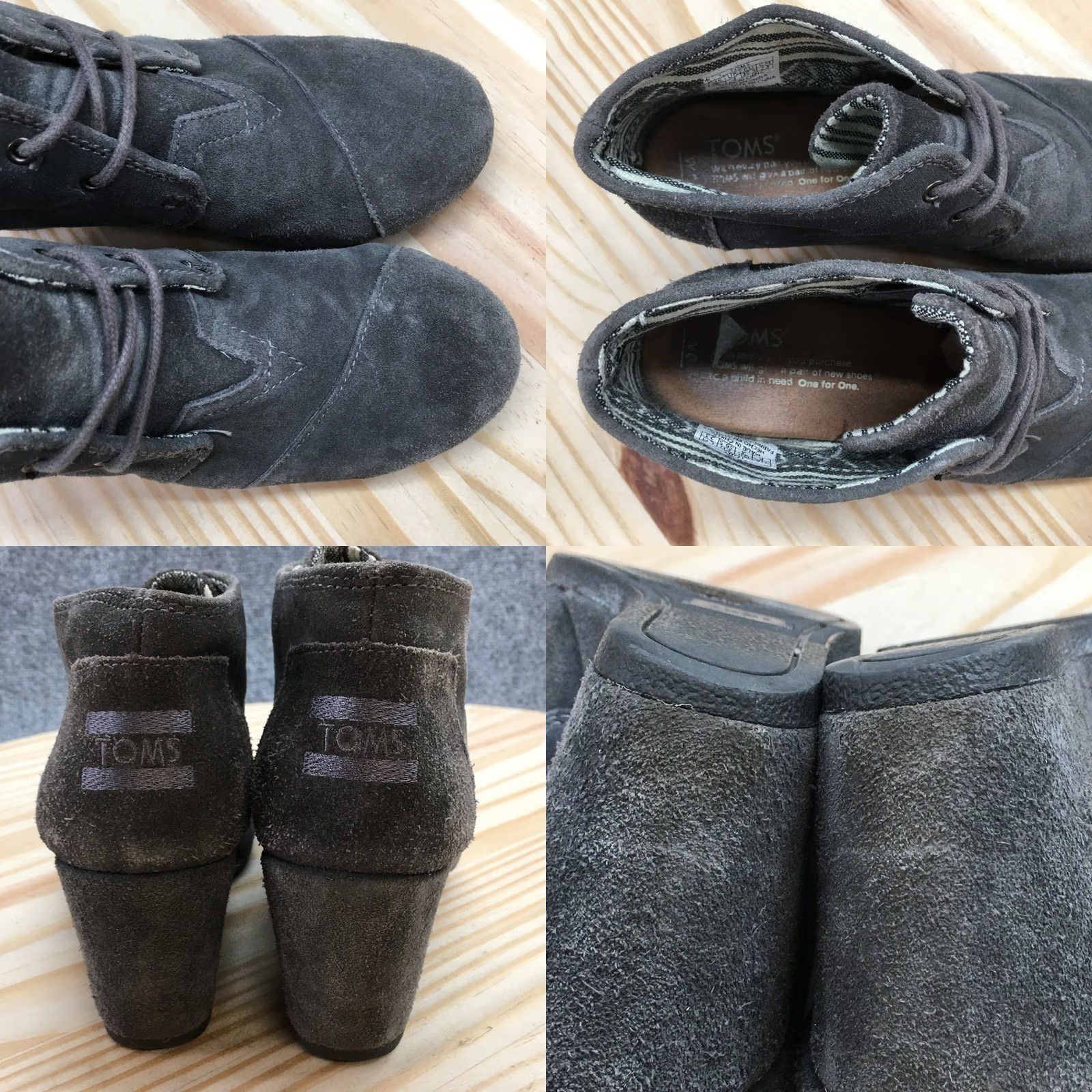 Toms Toms Boots Womens 6 Desert Ankle Booties Gray Suede Lace Up Wedge Casual Size US 6 / IT 36 - 8 Thumbnail