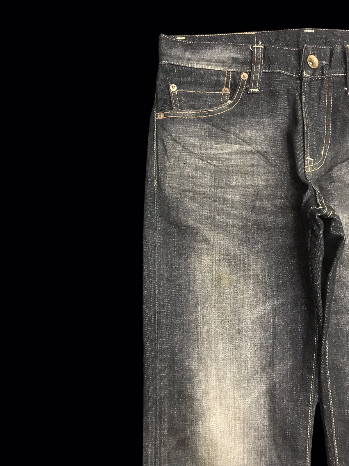 Japanese Brand 💥90s Style💥uniqlo Black Stone Wash Stylish Fades Denim F60 Size US 31 - 4 Thumbnail