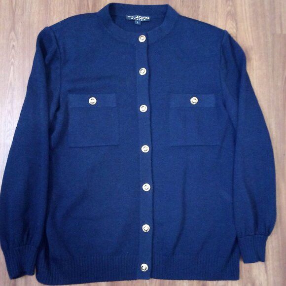 St. John St. John Basics Gold Button Cardigan Sweater Size L / US 10 / IT 46 - 2 Thumbnail