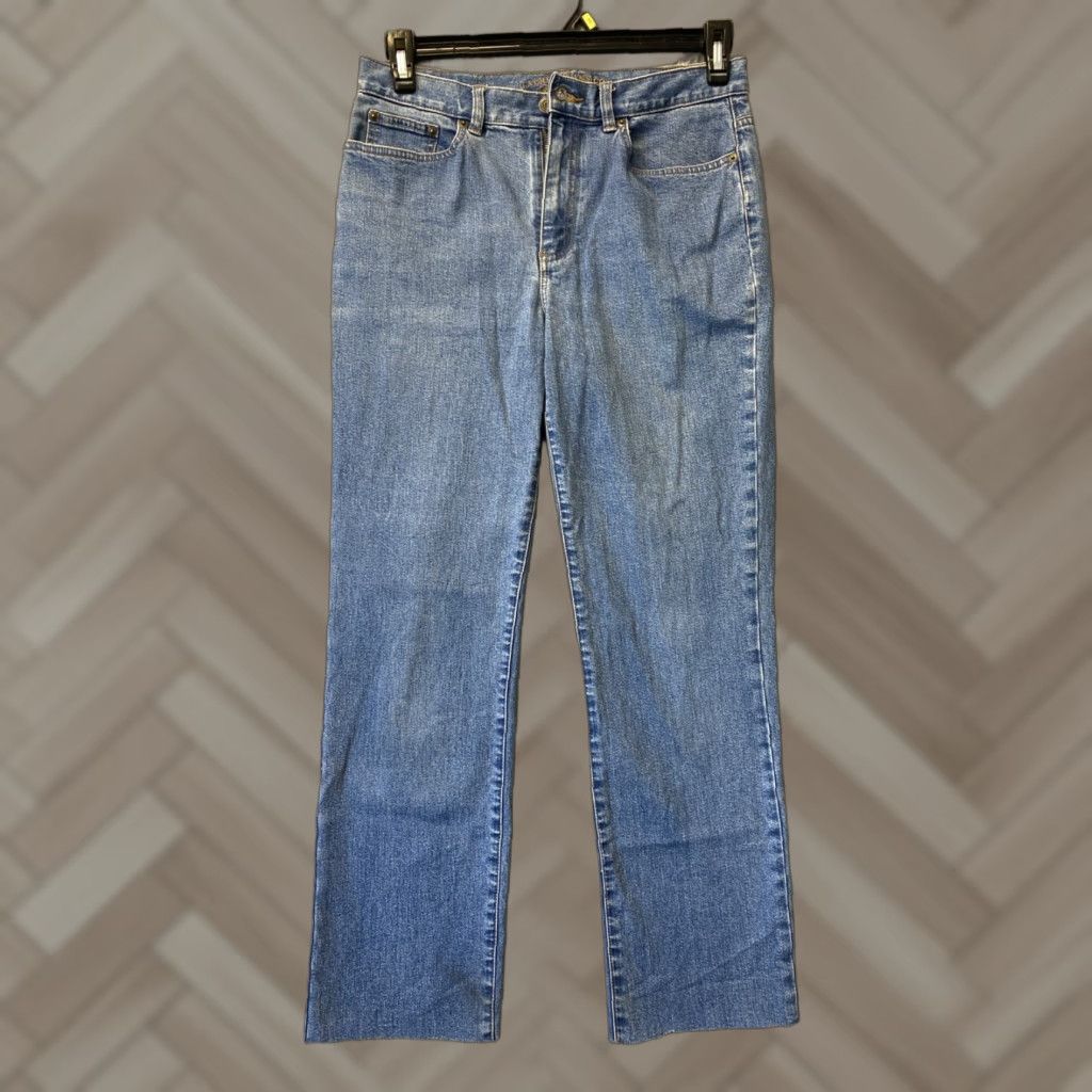 Ralph Lauren Lauren Ralph Lauren Jeans Women’s Size 6 Americana Slim Denim Blue - /159-12 Zip Denim Belted Slimming Straight 28 Inseam Pants Size 28" / US 6 / IT 42 - 1 Thumbnail