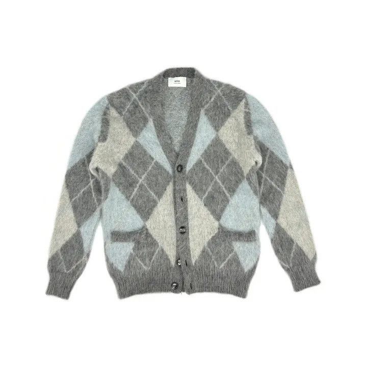 AMI AMIPARIS Cozy Cashmere Argyle Long Sleeve Sweater -2507 Size S / US 4 / IT 40 - 2 Thumbnail