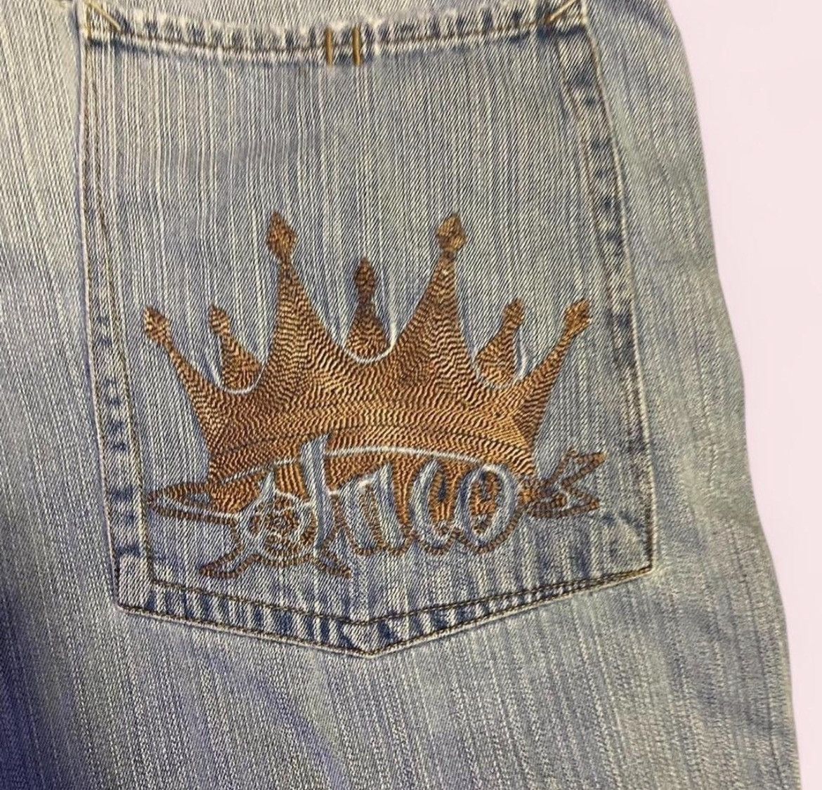 JNCO Vintage JNCO Crown Logo Denim Jorts – Wash Distressed Shorts Size US 38 / EU 54 - 1 Thumbnail