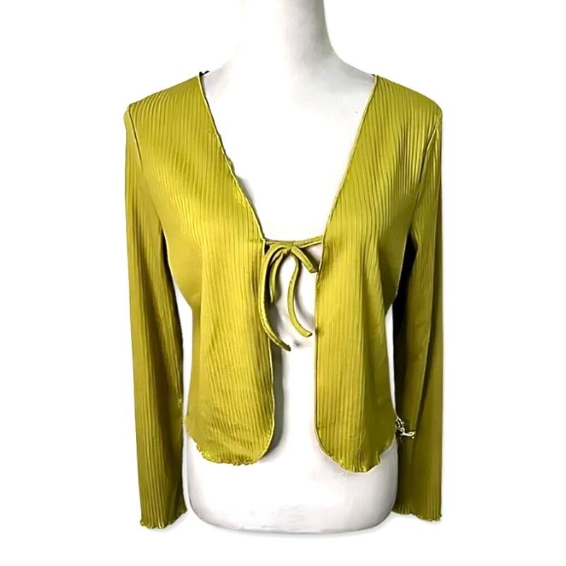 Other Elodie Cardigan Sweater Tie Ribbed Cropped Length Yellow L Size L / US 10 / IT 46 - 1 Thumbnail