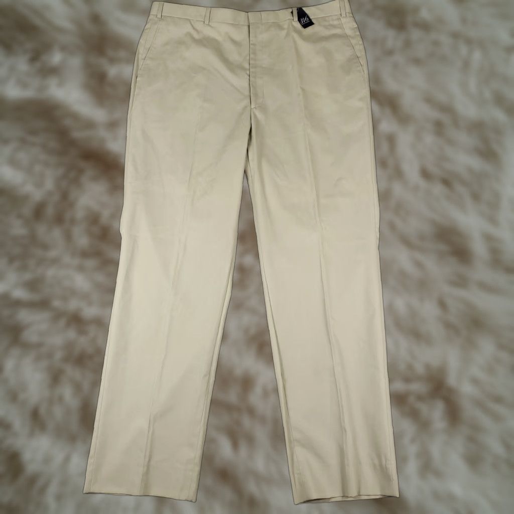 Brooks Brothers Brooks Brothers Pants Mens 40x33 Beige Stretch Flat Front Dress Relaxed Straight Pants Regular Beige Classic American Preppy Mens Size US 40 / EU 56 - 1 Thumbnail