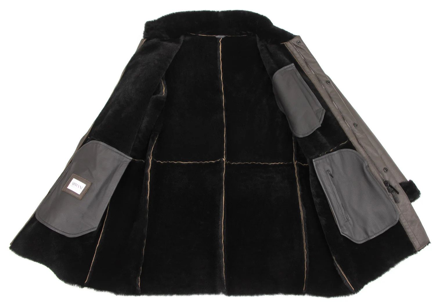 Armani Collezioni Lamb Leather Shearling Coat in Brown Black Size 54 Size US XXS / EU 40 - 14 Thumbnail