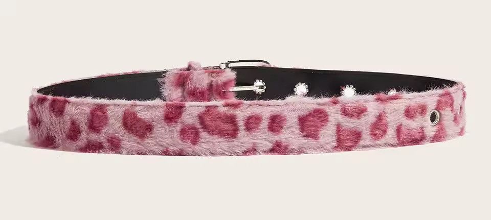 Japanese Brand Y2K Grunge Fluffy Fur Leopard Print Grommet Belt Size ONE SIZE - 3 Thumbnail