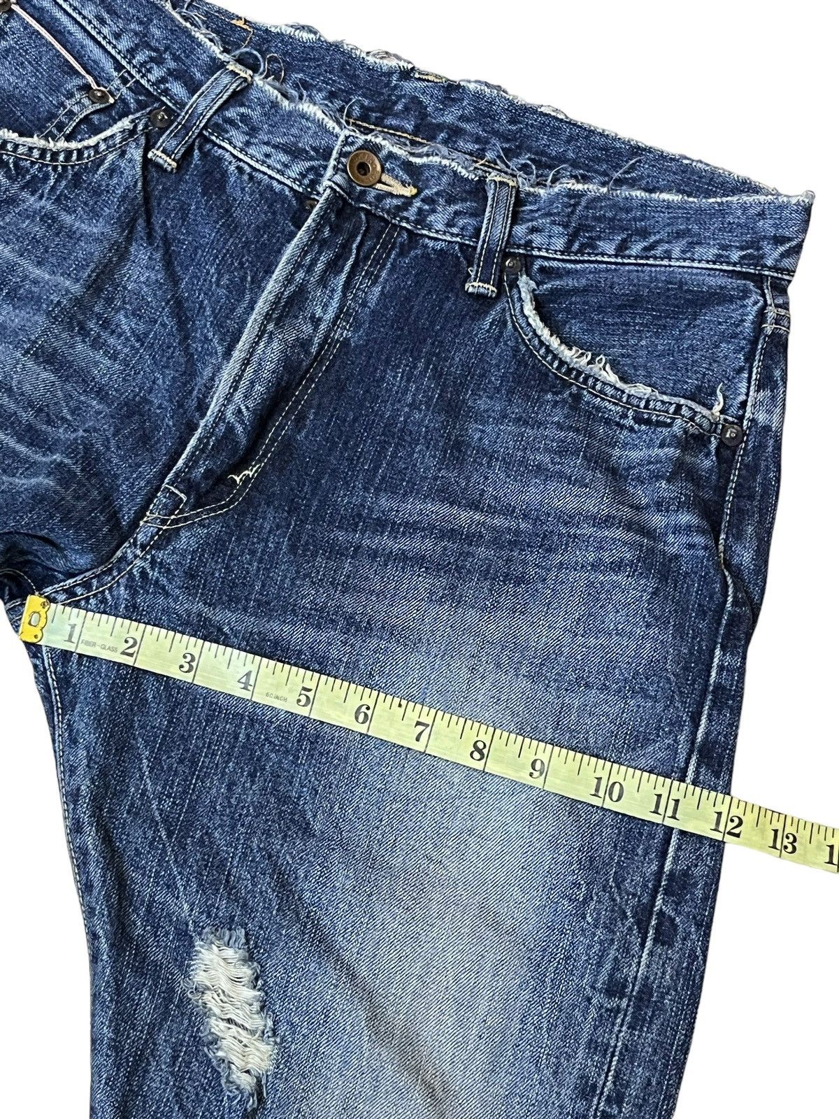 Edwin SICK🔥VINTAGE EDWIN 505s DISTRESSED SELVEDGE 3 QUARTER JEANS Size US 32 / EU 48 - 15 Thumbnail