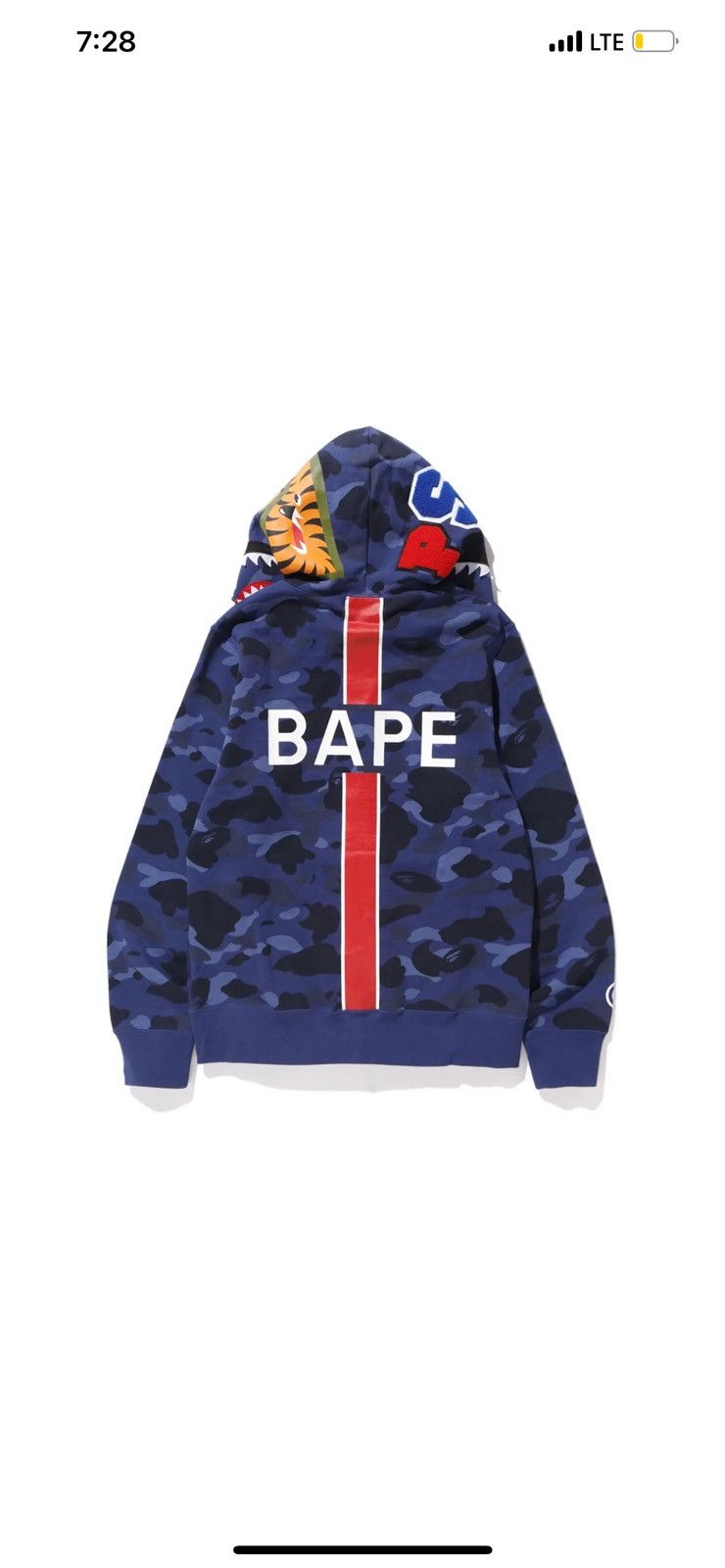 Bape Bape x PSG Shark Full Zip Hoodie Grailed