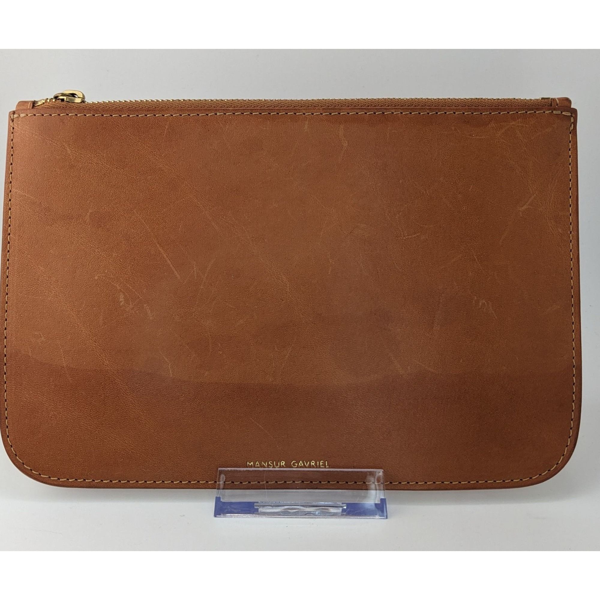 Mansur Gavriel Mansur Gavriel Leather Clutch 8x5 Tan Minimalist Zip Pouch Size ONE SIZE - 4 Thumbnail