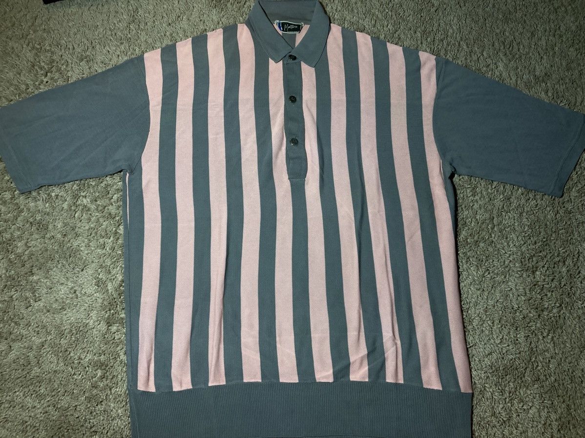Claude Montana 90s Claude Montana Paris Knitwear Striped Pink Polo 80s Size US XL / EU 56 / 4 - 2 Thumbnail