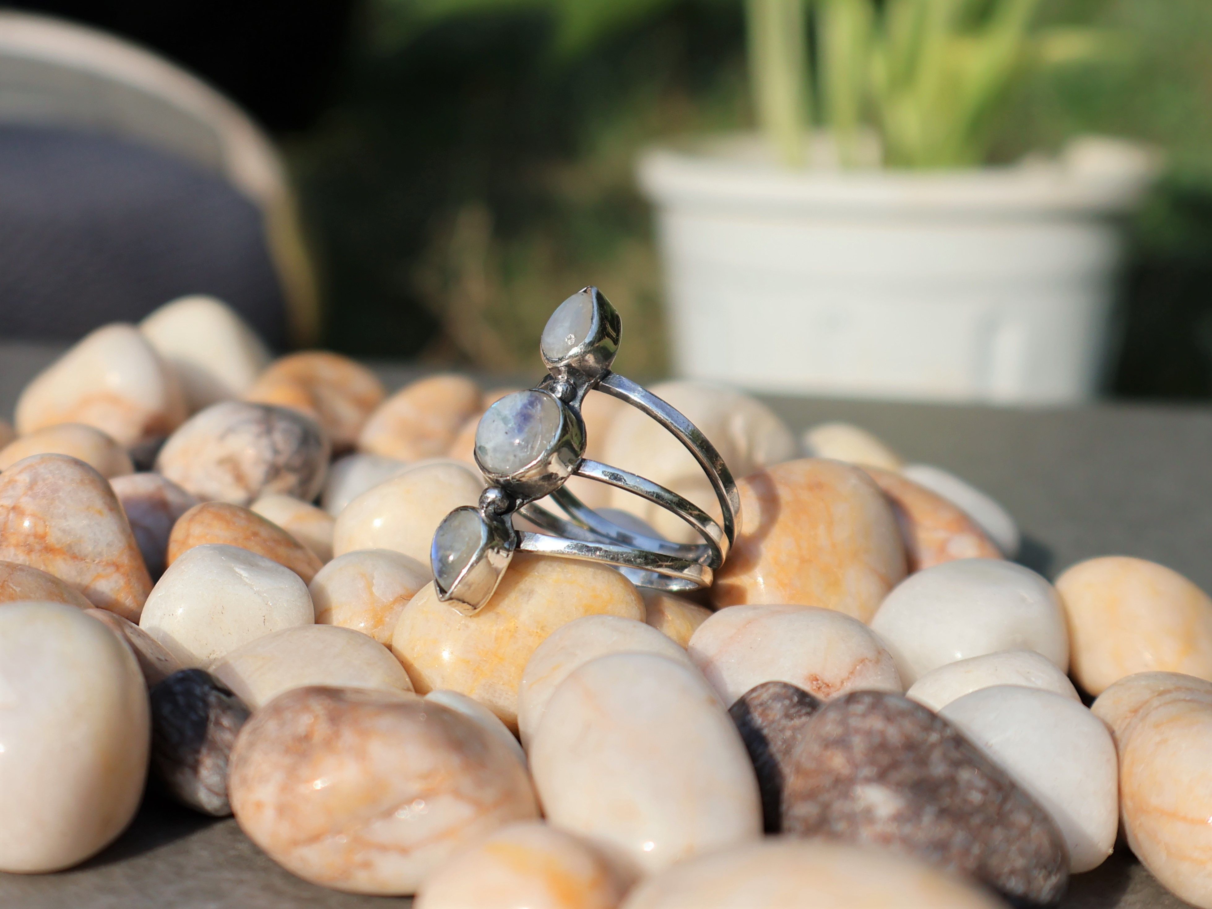 Handmade Rainbow Moonstone Ring, Sterling Silver Ring, Handmade Ring, Size ONE SIZE - 3 Thumbnail