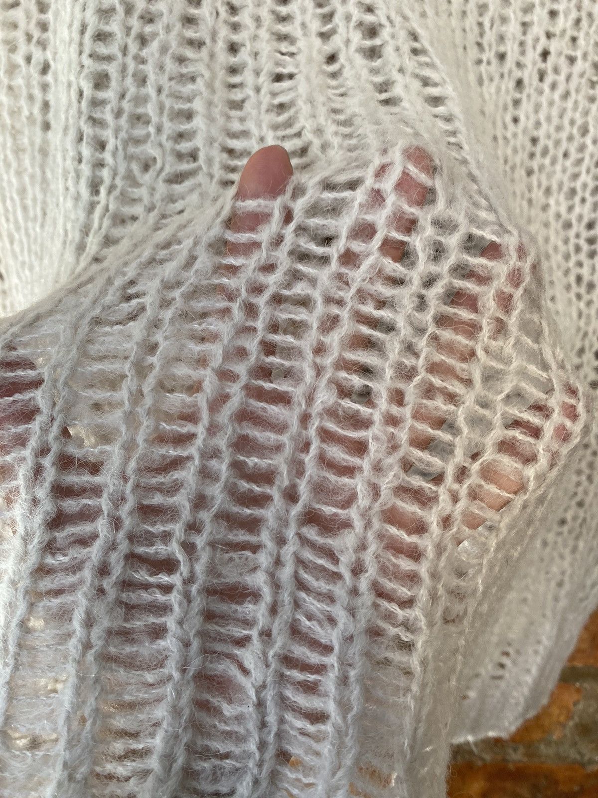 Japanese Brand 2000s KBF Japan Alpaca Spider web open knit mesh hoodie Size US M / EU 48-50 / 2 - 10 Thumbnail
