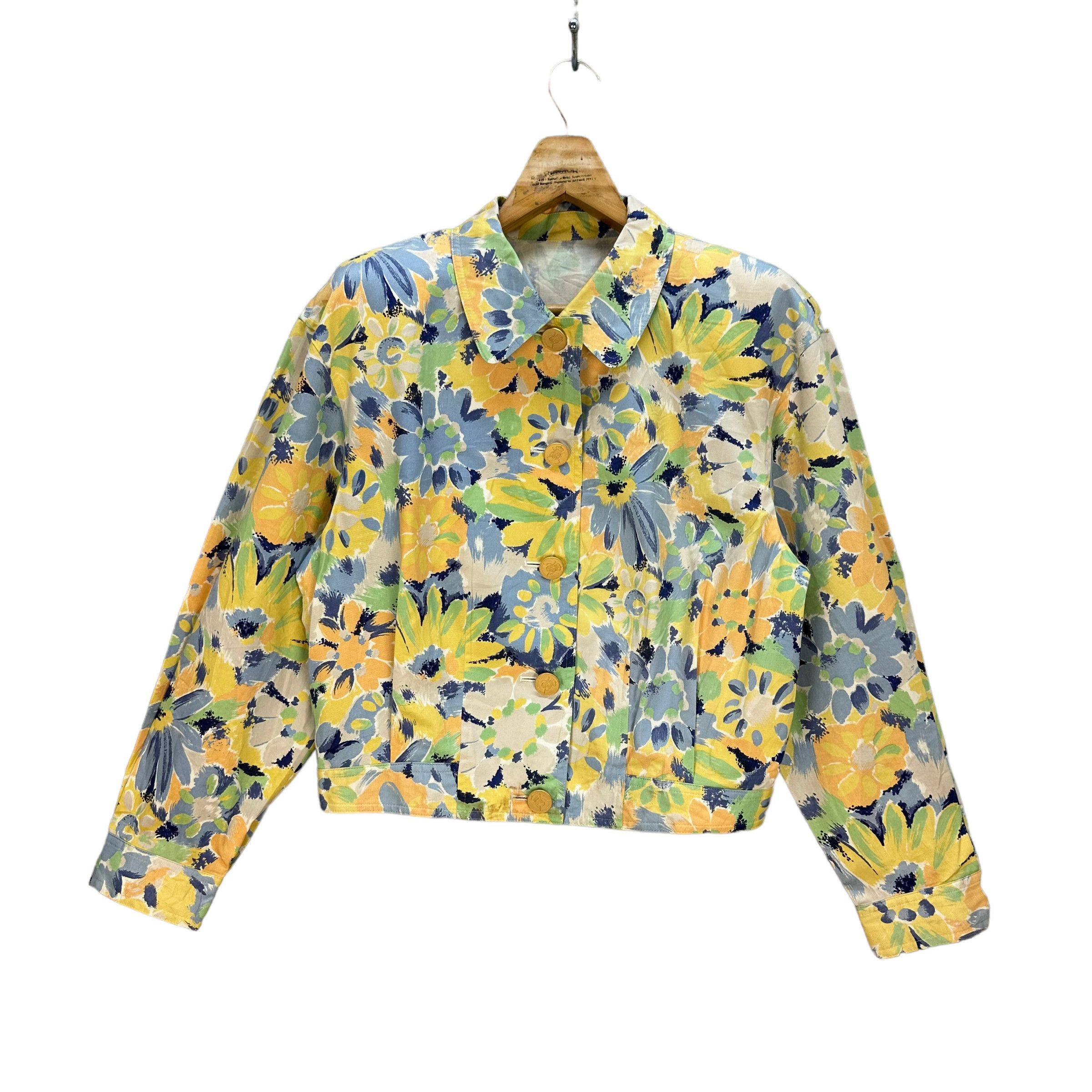 Japanese Brand KODAMA FLOWER FULLPRINT CROPPED JACKET #8255-218 Size S / US 4 / IT 40 - 1 Thumbnail