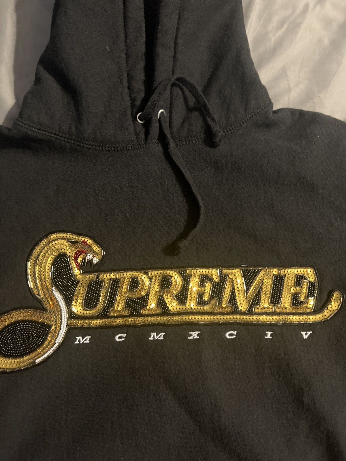 Supreme Supreme Sequin Viper Hooded Sweatshirt | Grailed