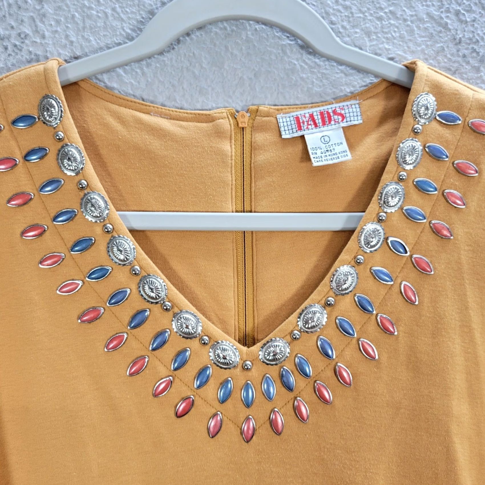 Vintage VINTAGE FADS Shirt Dress L Orange Boho Concho Embellished Collar Casual Women’s Size L / US 10 / IT 46 - 5 Thumbnail