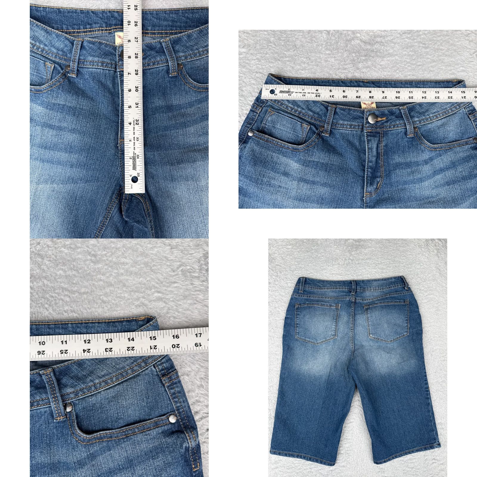 Faded Glory Faded Glory Jeans Women Capri 12 Blue Denim Mid Rise 30x14 Cotton Blend Distressed Pockets Capris 5-Pocket Size 34" / US 12 / IT 48 - 8 Thumbnail