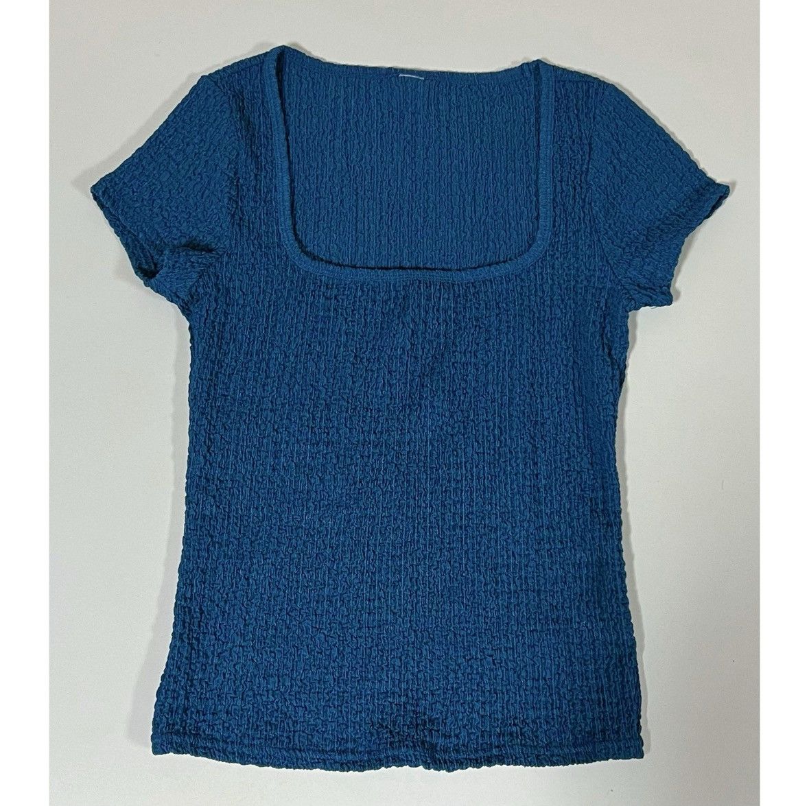 Japanese Brand Blue Square-Neck Short Sleeve Y2K Shirt Top Blouse Size S 💙✨ Size S / US 4 / IT 40 - 2 Thumbnail