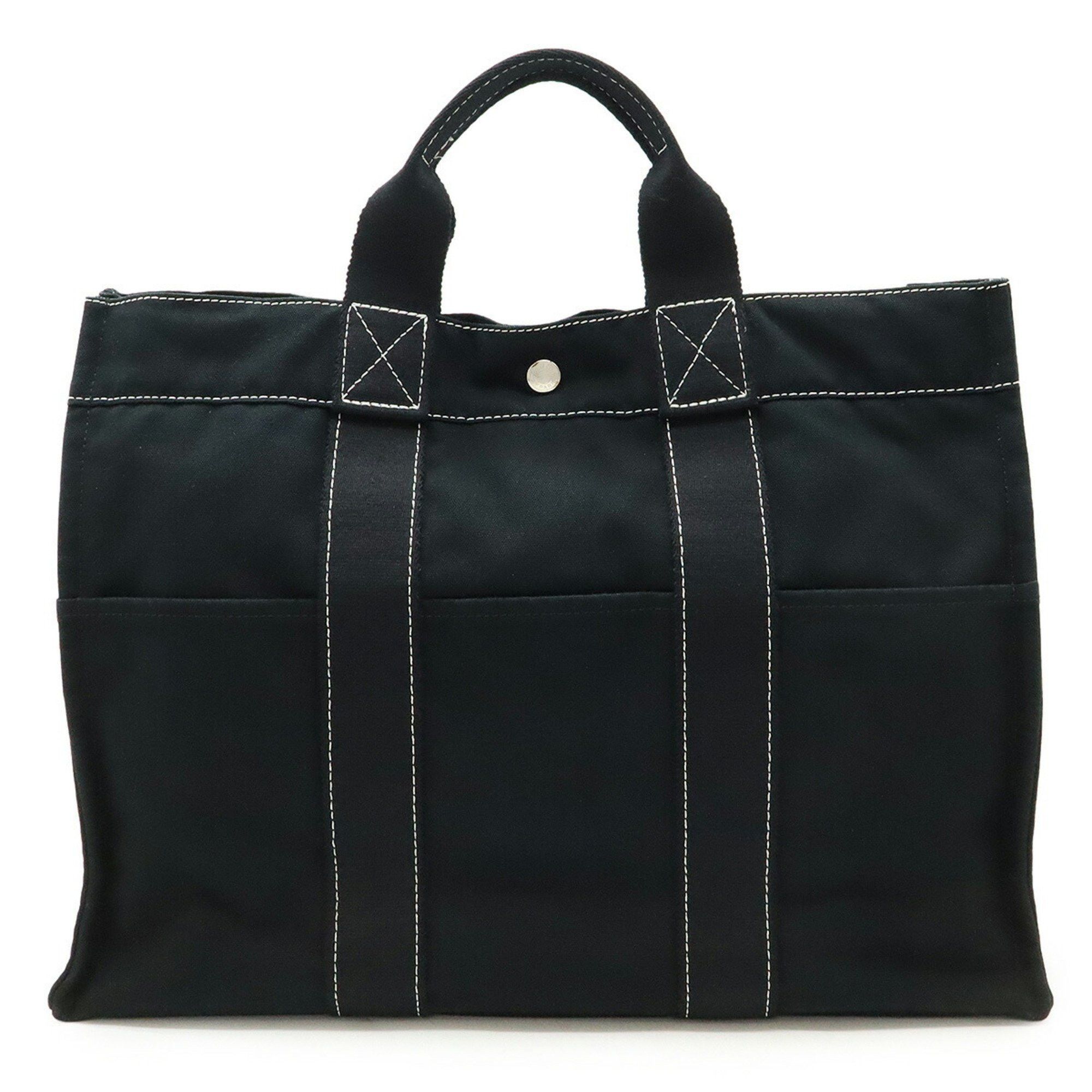 Hermes Deauville Mm Tote Bag, Large Tote, Handbag, Canvas, Black, Women's