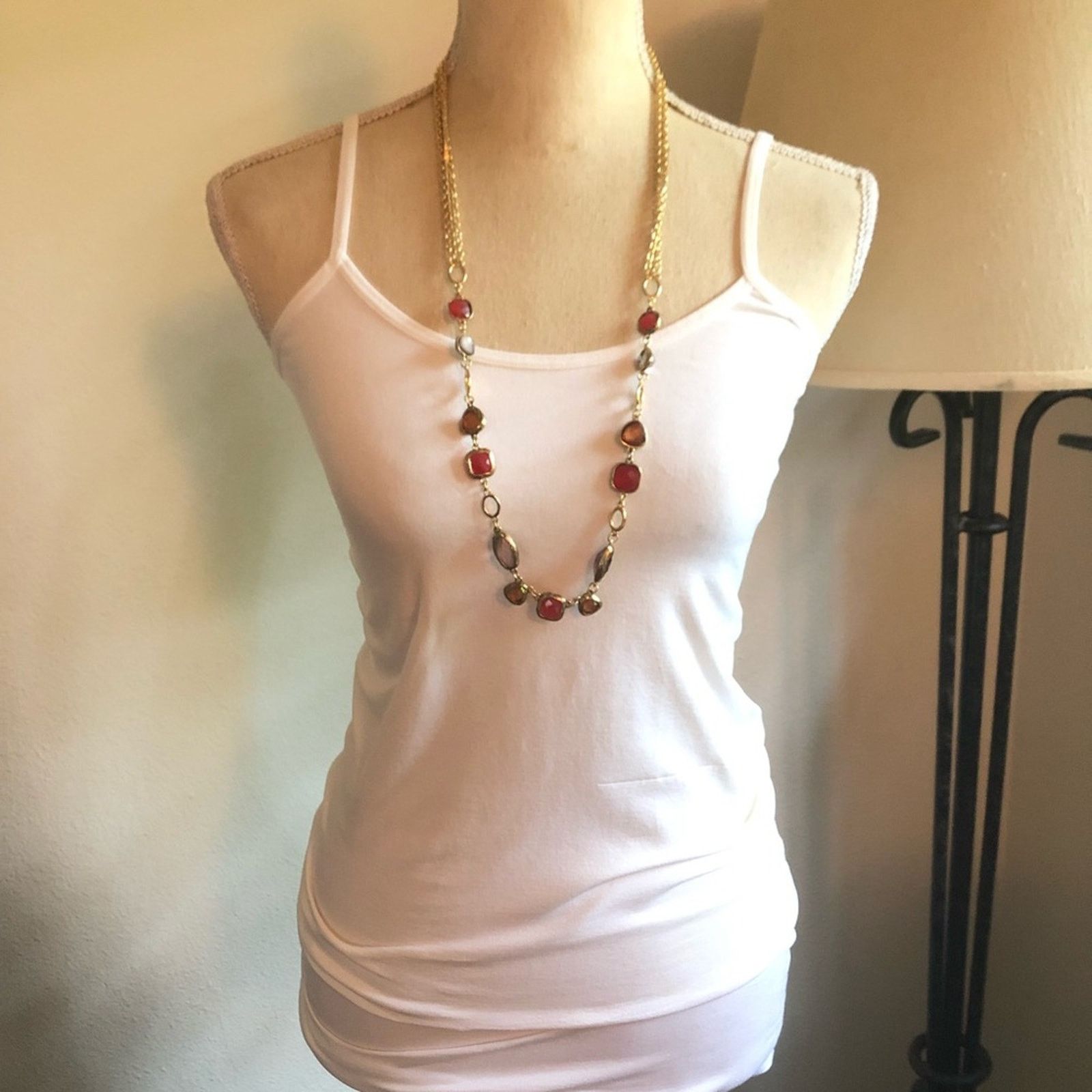 Vintage Vintage 90s gold chain faceted stone long necklace Size ONE SIZE - 3 Thumbnail