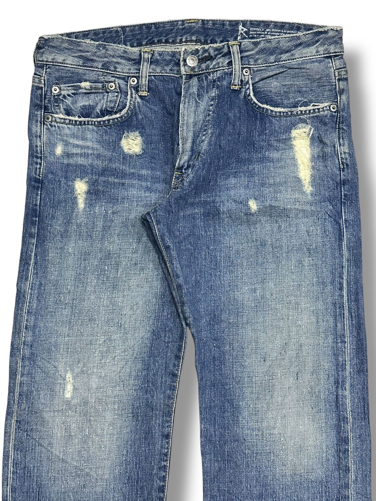 Edwin Edwin 502R Vintage 90's Distressed Baggy Loose & Faded Wash Size US 33 - 4 Thumbnail