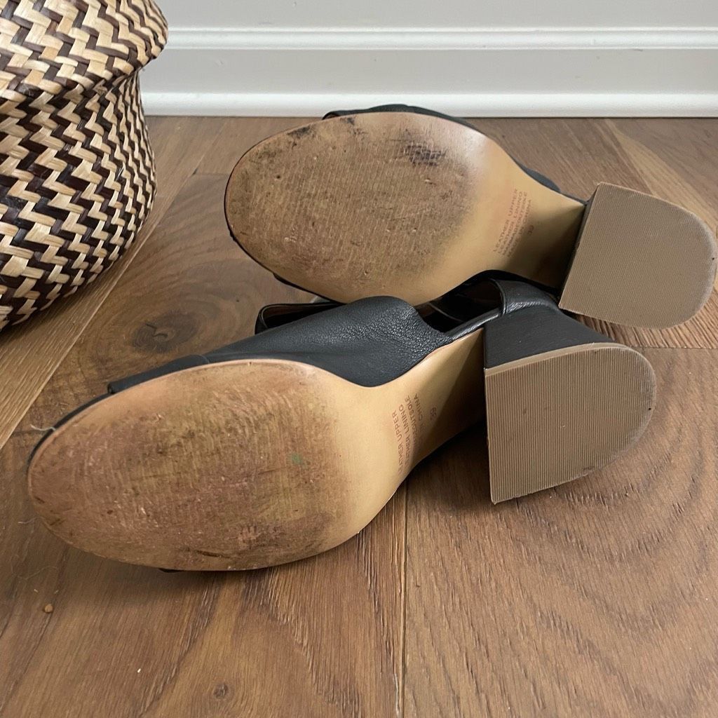Anthropologie Anthropologie Silent D Leather Shooties Open Toe Block Heel $170 39 8.5 Size US 9 / IT 39 - 6 Thumbnail