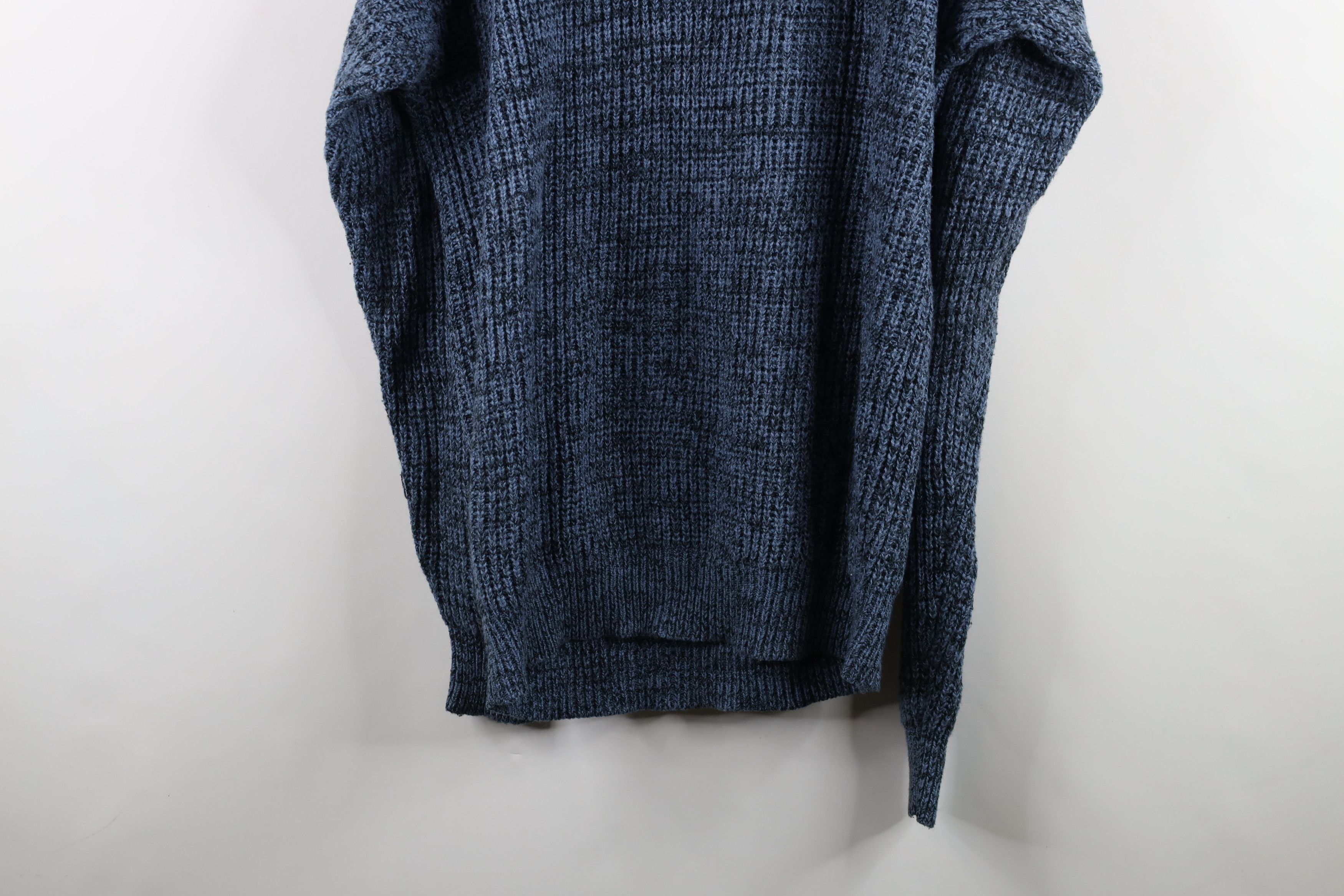 Vintage 90s Streetwear Ribbed Knit Crewneck Sweater Blue
