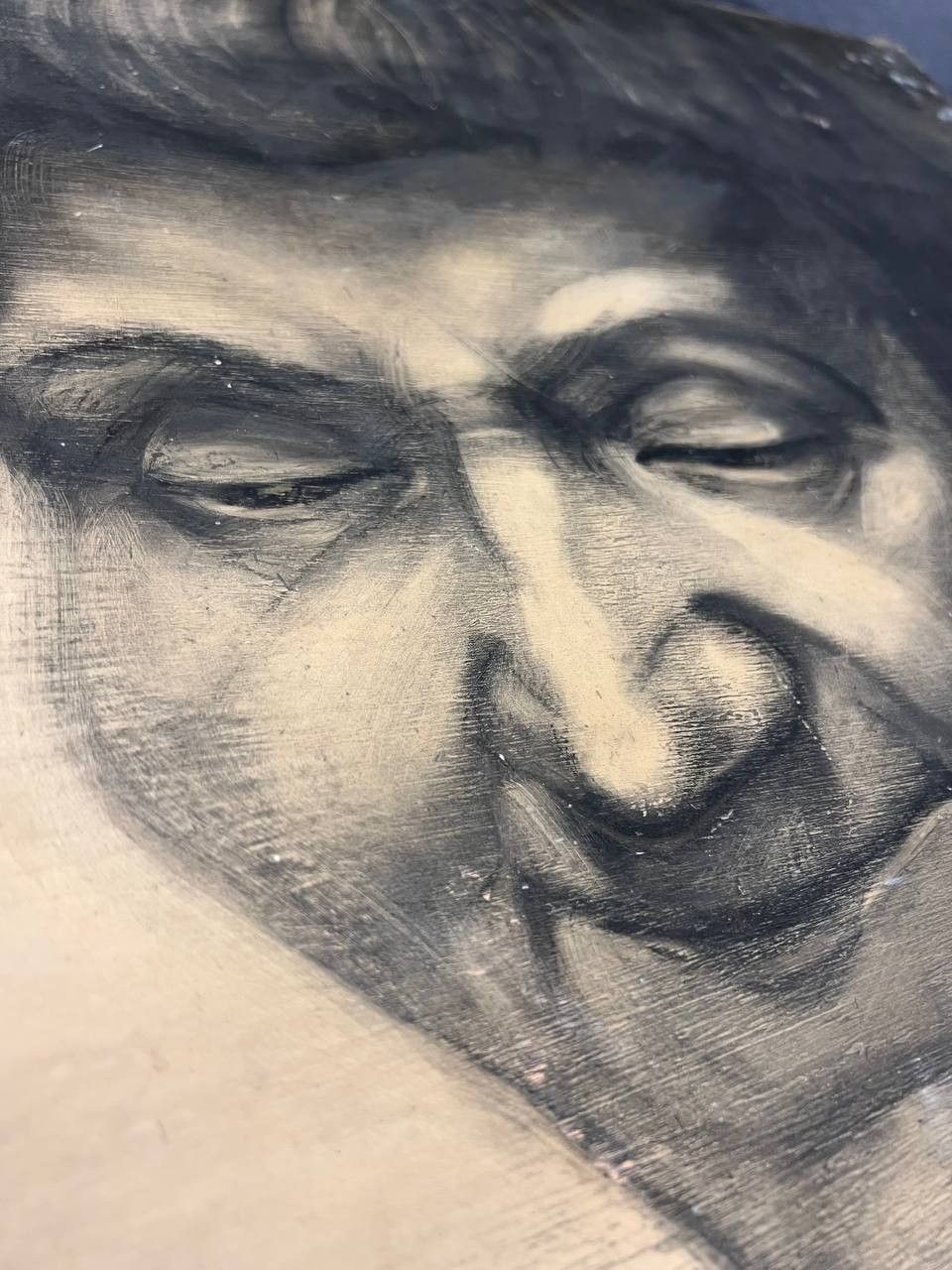 Vintage 1985 Vintage Painting Female Portrait Pencil Drawing Marked Size ONE SIZE - 2 Thumbnail