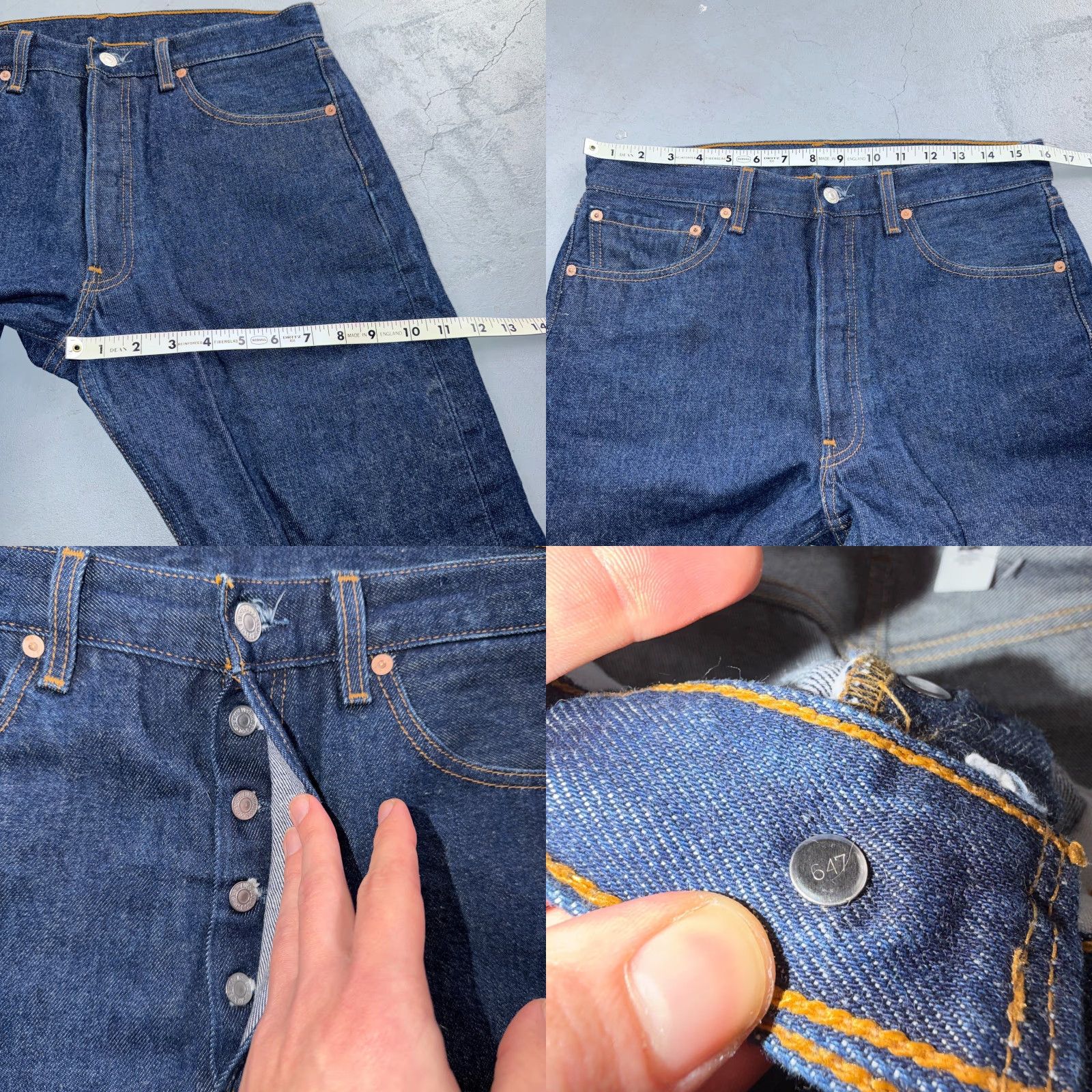 Levi's VINTAGE Levi's 501 Jeans Straight Neat Dark Wash 33x30 Men Regular Blue 90s USA Mens Size US 33 - 8 Thumbnail