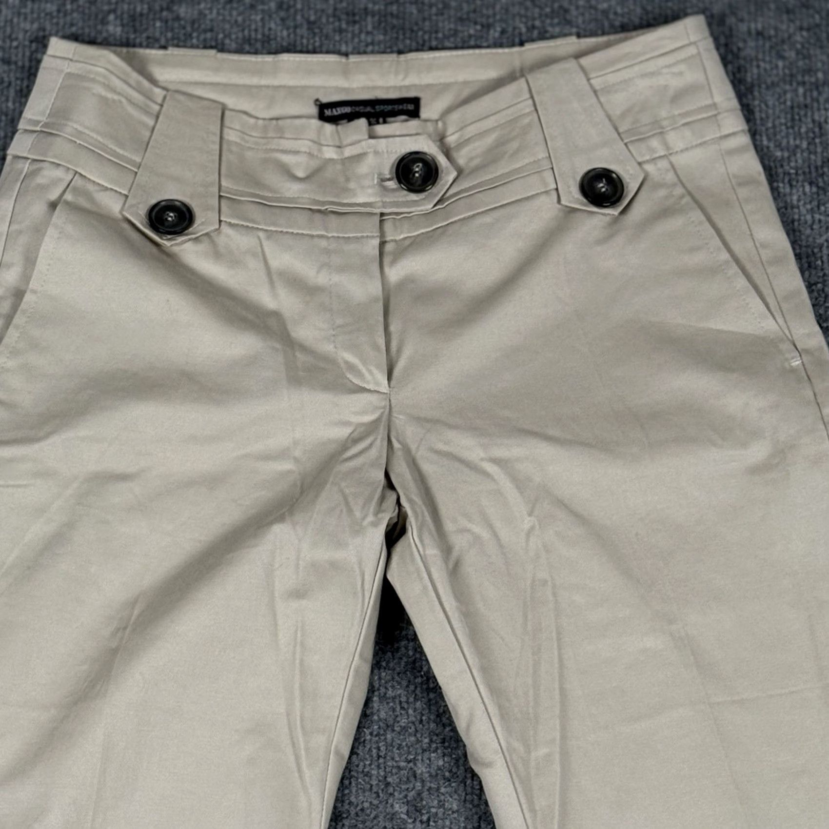 Mango Mango Chino Pants Beige 4 Regular 30x29 Stretch Twill Straight Pockets Logo Women Vintage No Size 27" / US 4 / IT 40 - 3 Thumbnail