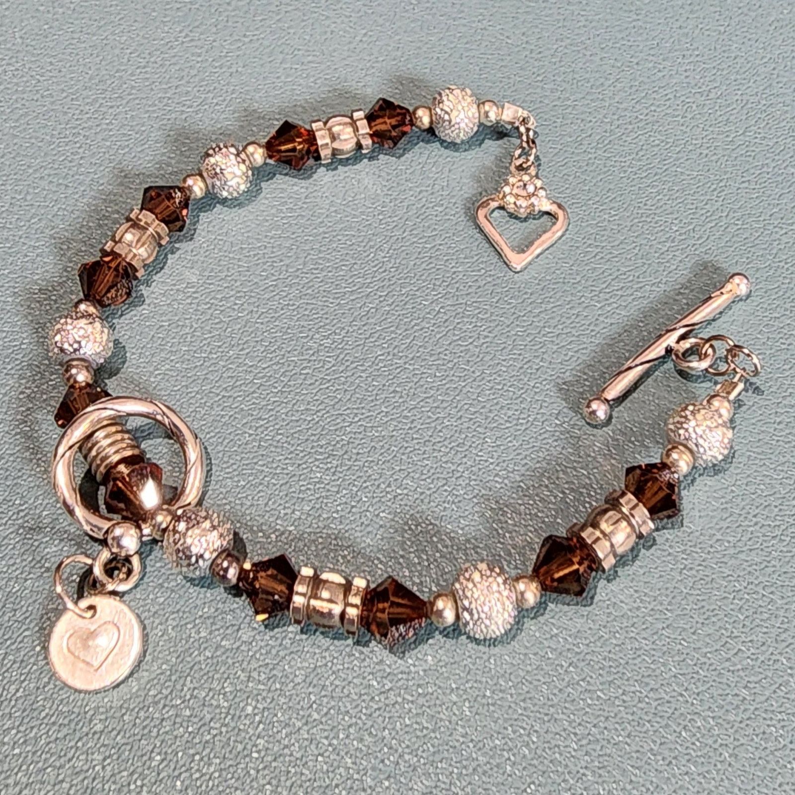 Brighton Brighton Crystal Sterling Silver Heart Toggle Bracelet Size ONE SIZE - 3 Thumbnail