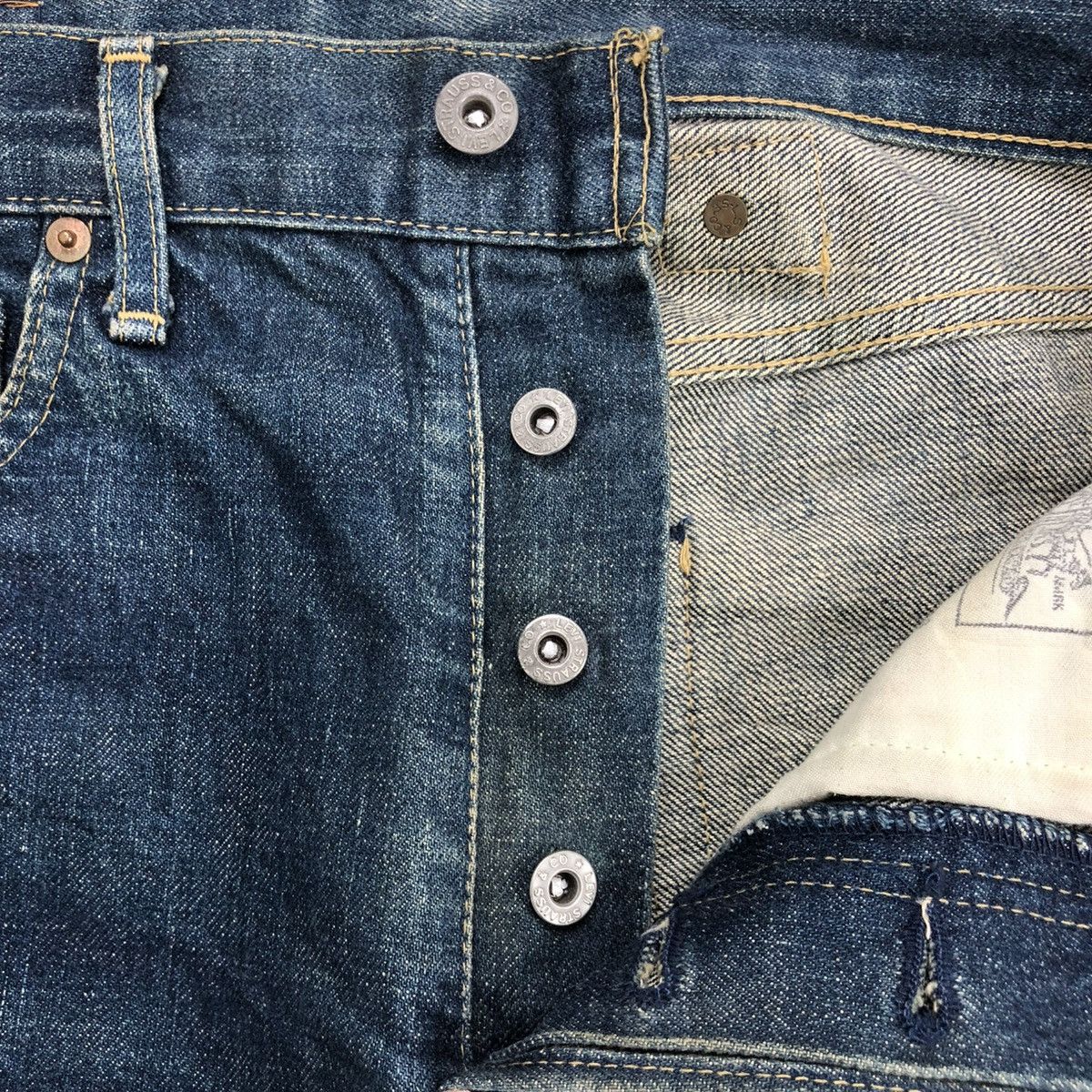 Levi's × Levi's Vintage Clothing × Vintage 🇯🇵 1990s Levis 701xx Selvedge Buckle Back Faded Blue Jeans Size US 30 / EU 46 - 9 Thumbnail