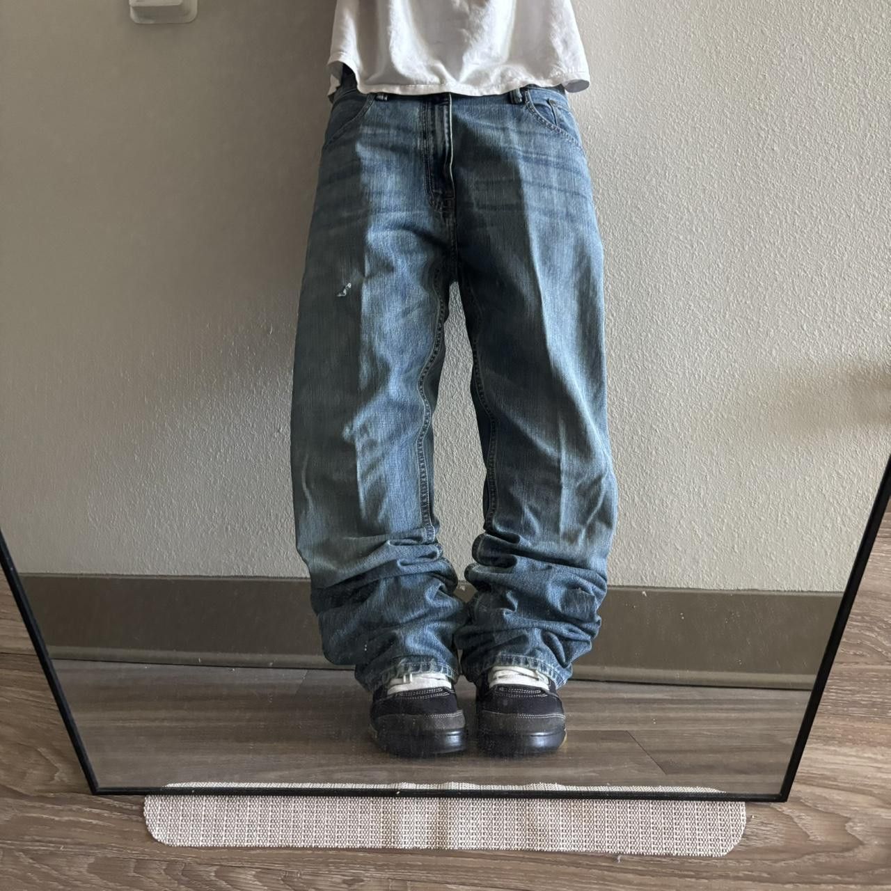 Japanese Brand Crazy Vintage Y2K/2000s Grunge Dark Wash Bootcut Denim Jeans! 36x34 Size US 36 / EU 52 - 1 Thumbnail