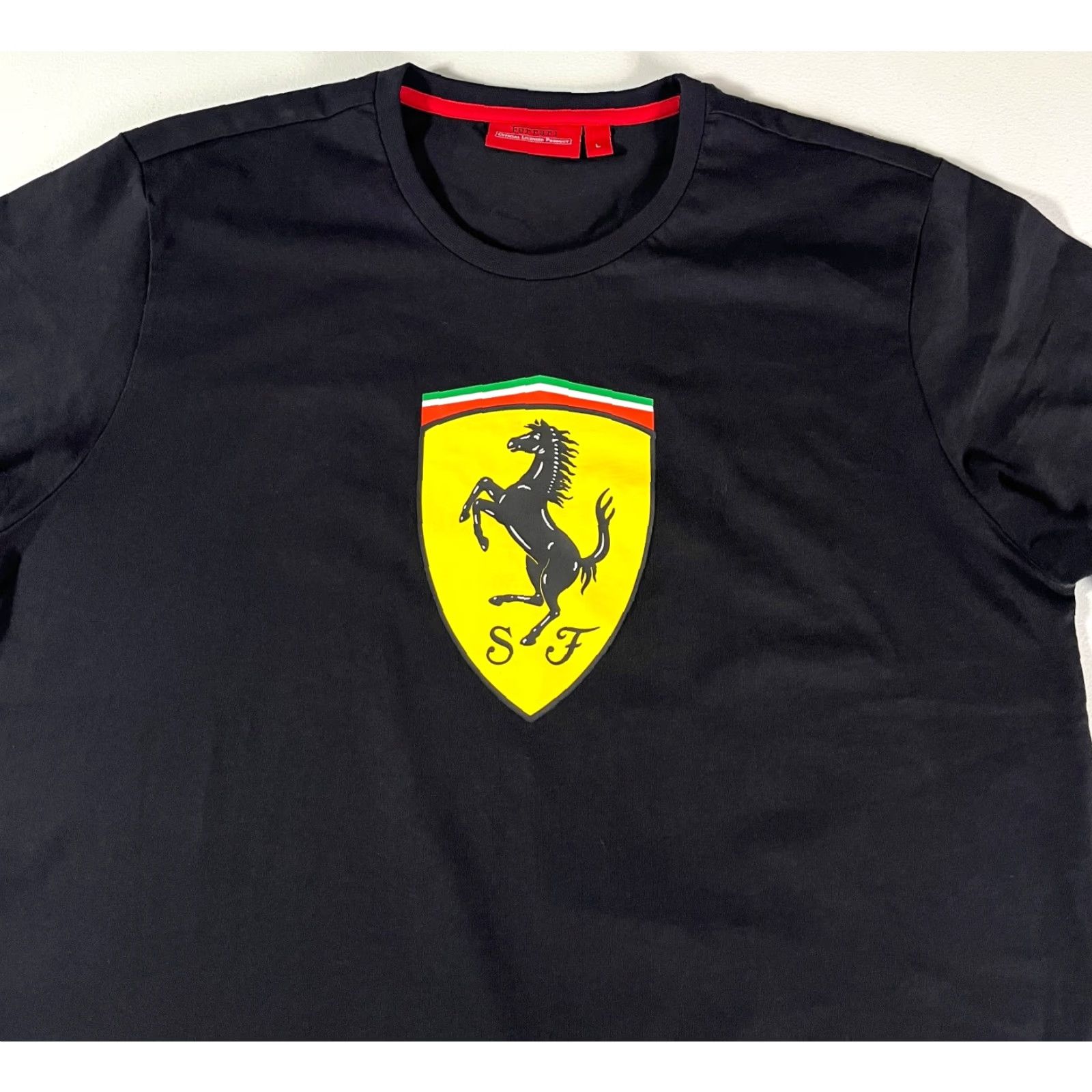 Ferrari Branded London Men's Ferrari SF Logo T-Shirt Branded London Official Licensed Sz L Black Cotton Short Sleeve Crew Neck Logo 2000s Cars Racing Mens Size US L / EU 52-54 / 3 - 5 Thumbnail