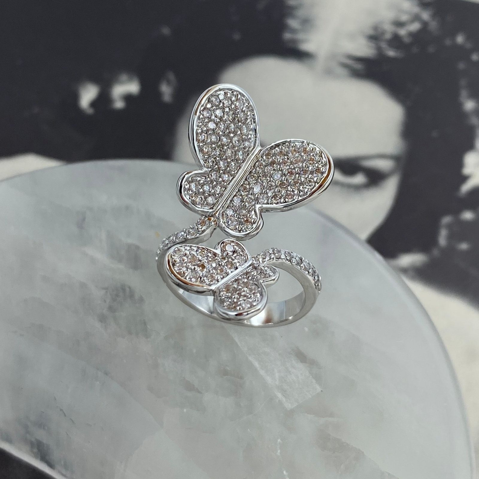 The Unbranded Brand Butterly CZ Statement Ring Size ONE SIZE - 1 Thumbnail