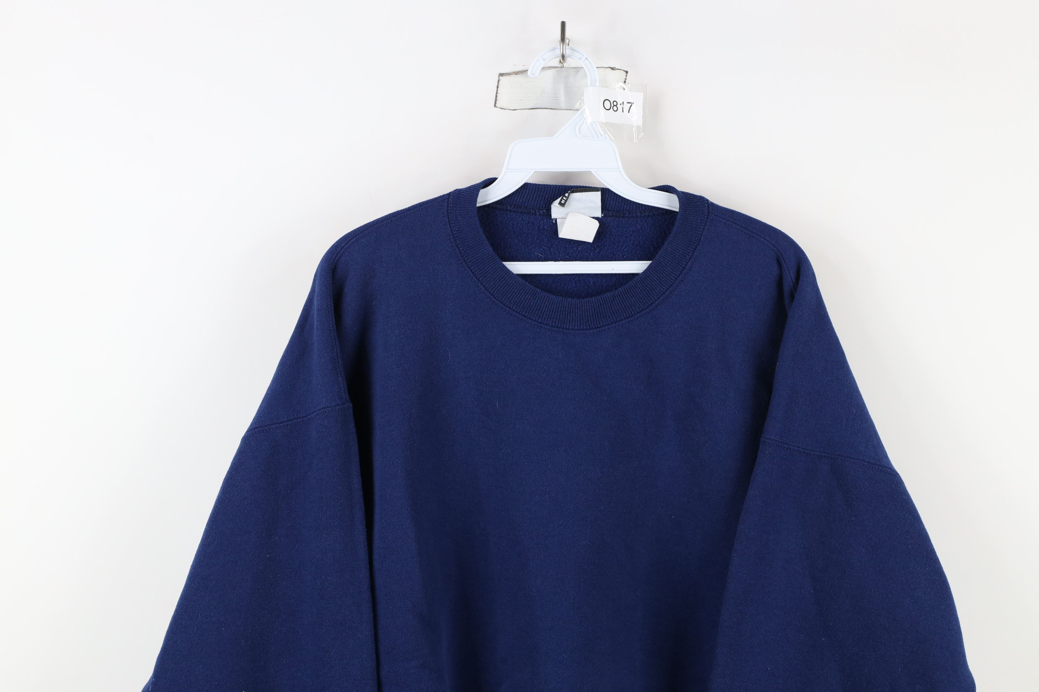 Vintage Vintage 90s Streetwear Blank Crewneck Sweatshirt Blue USA Size US XXL / EU 58 / 5 - 2 Thumbnail