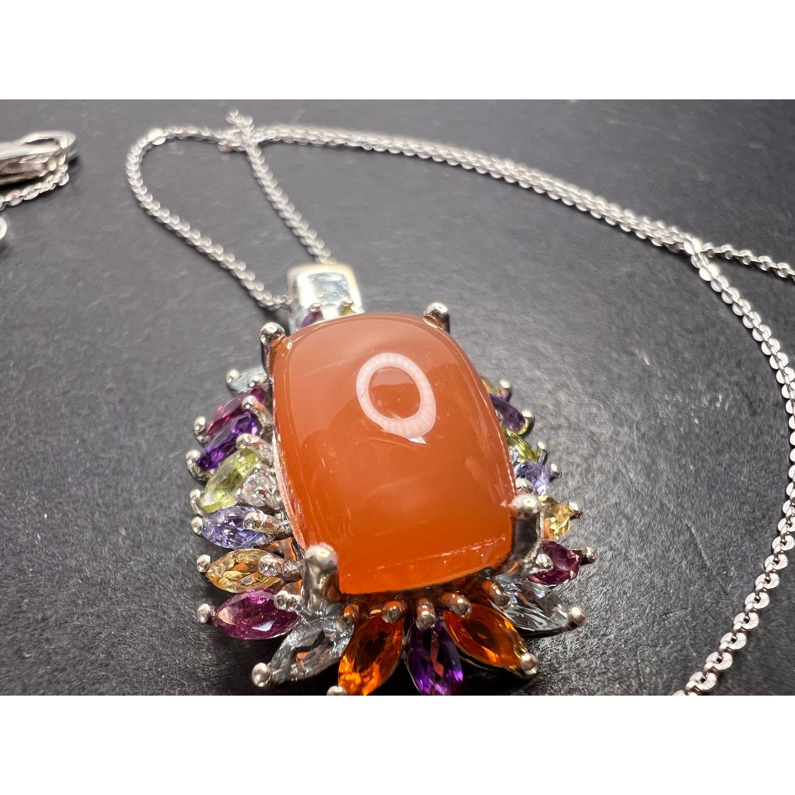 Other Peach moonstone necklace in platinum over sterling silver Size ONE SIZE - 5 Thumbnail