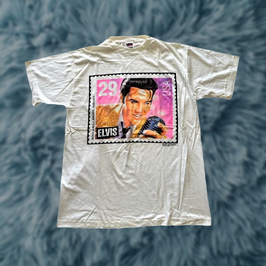 Anvil VINTAGE Elvis Presley USPS T-Shirt White XL Mens 90s Rock Music Elvis 50s 60s Anvil Crew Neck Short Sleeve USA Made NWOT Size US XL / EU 56 / 4 - 1 Thumbnail