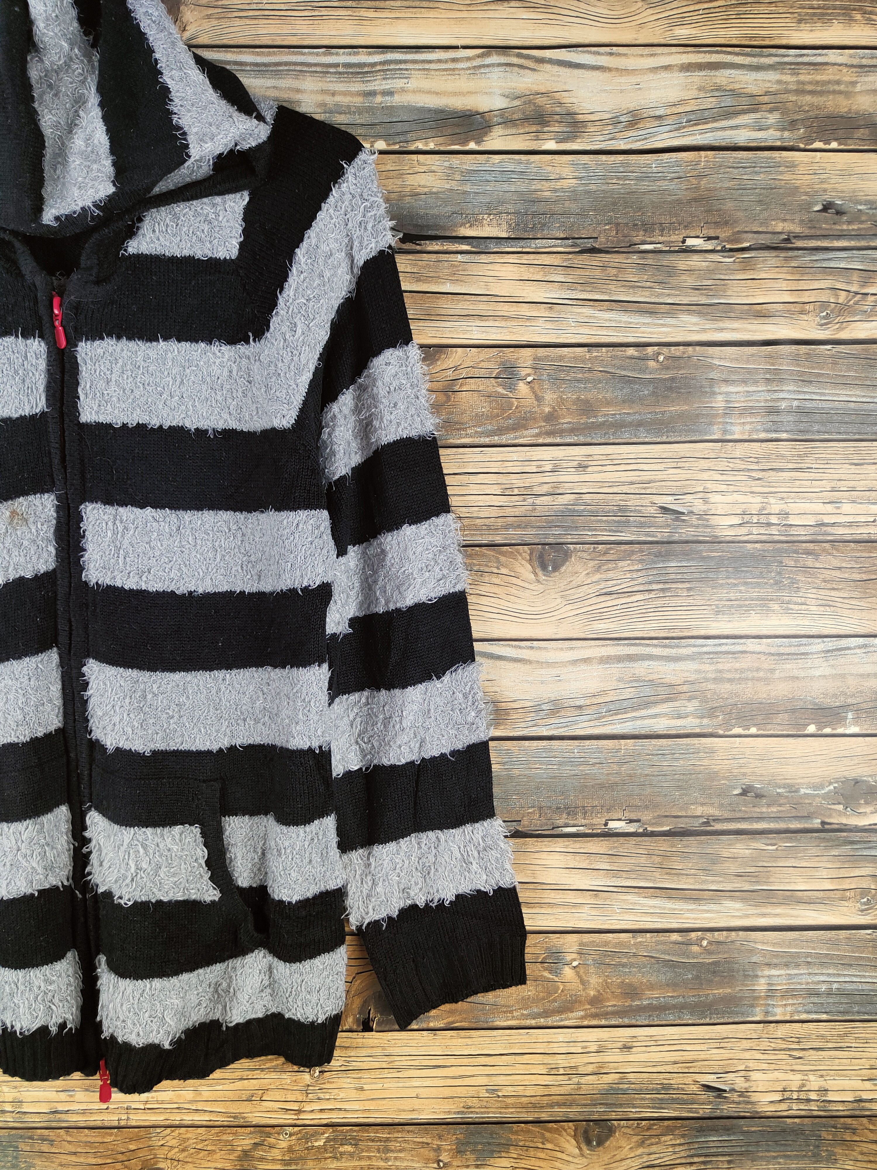 Japanese Brand DL F.D.G Black Gray Fur Mohair Hoodie Knitwear #46-522 Size M / US 6-8 / IT 42-44 - 5 Thumbnail