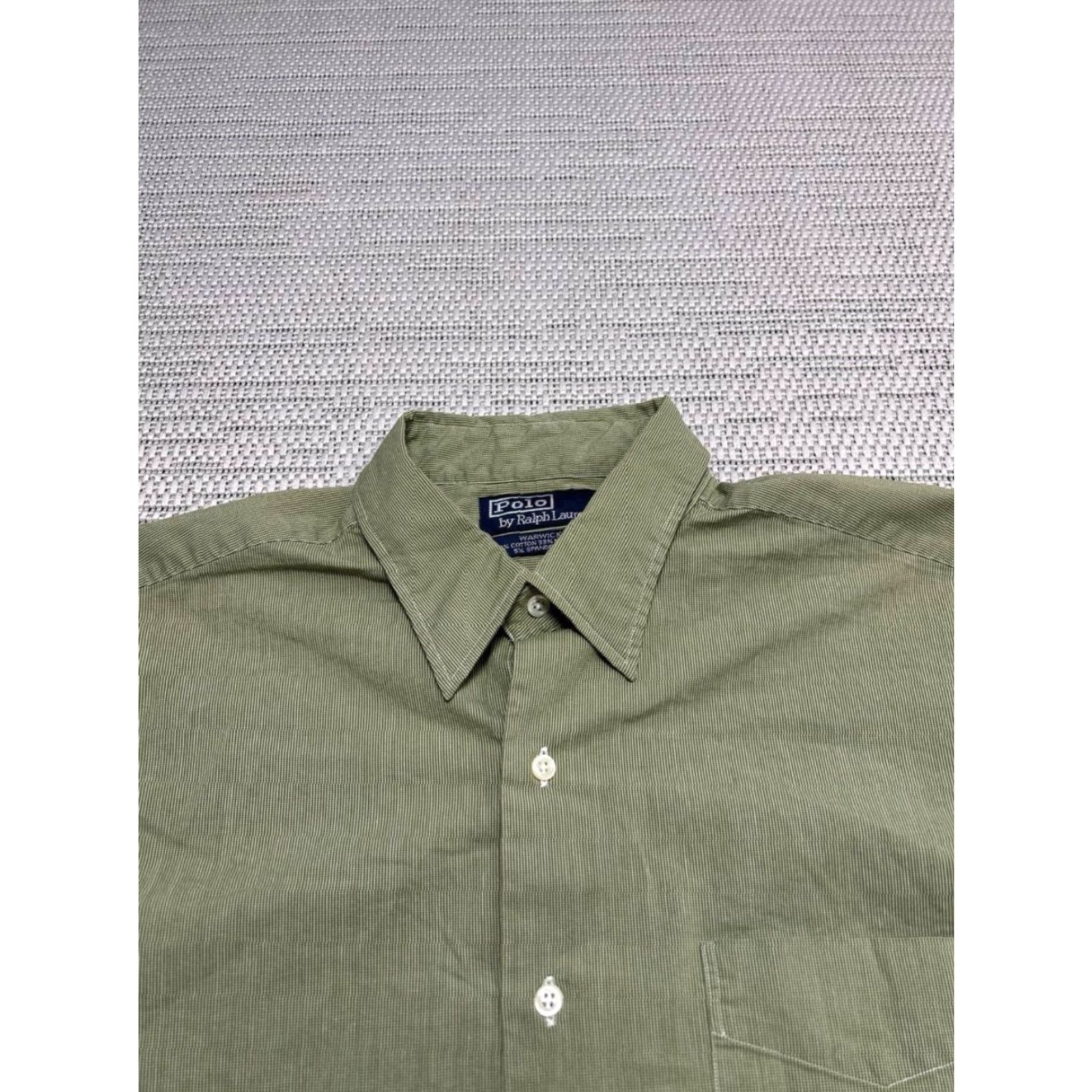 Polo Ralph Lauren Polo Ralph Lauren Dress Shirt Mens 16.5 Green Striped Cotton Business Shirt Regular Mens Long Sleeve 16.5 Green Striped Cotton Size 46R - 3 Thumbnail