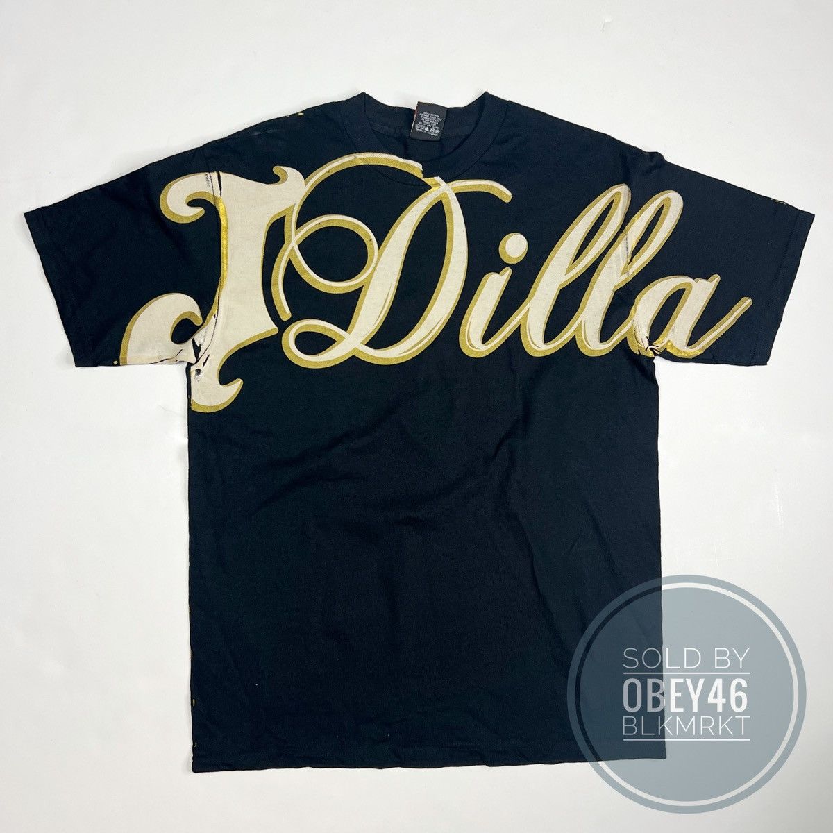 image of J Dilla X Stussy Collaboration Black T-Shirt Sample, Men's (Size Medium)