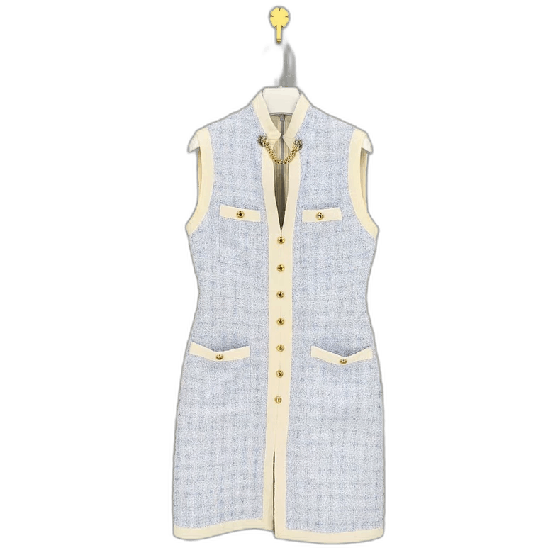 Gucci light blue tweed sleeveless dress by Gucci-2507 Size US 38 / EU 54 - 1 Thumbnail