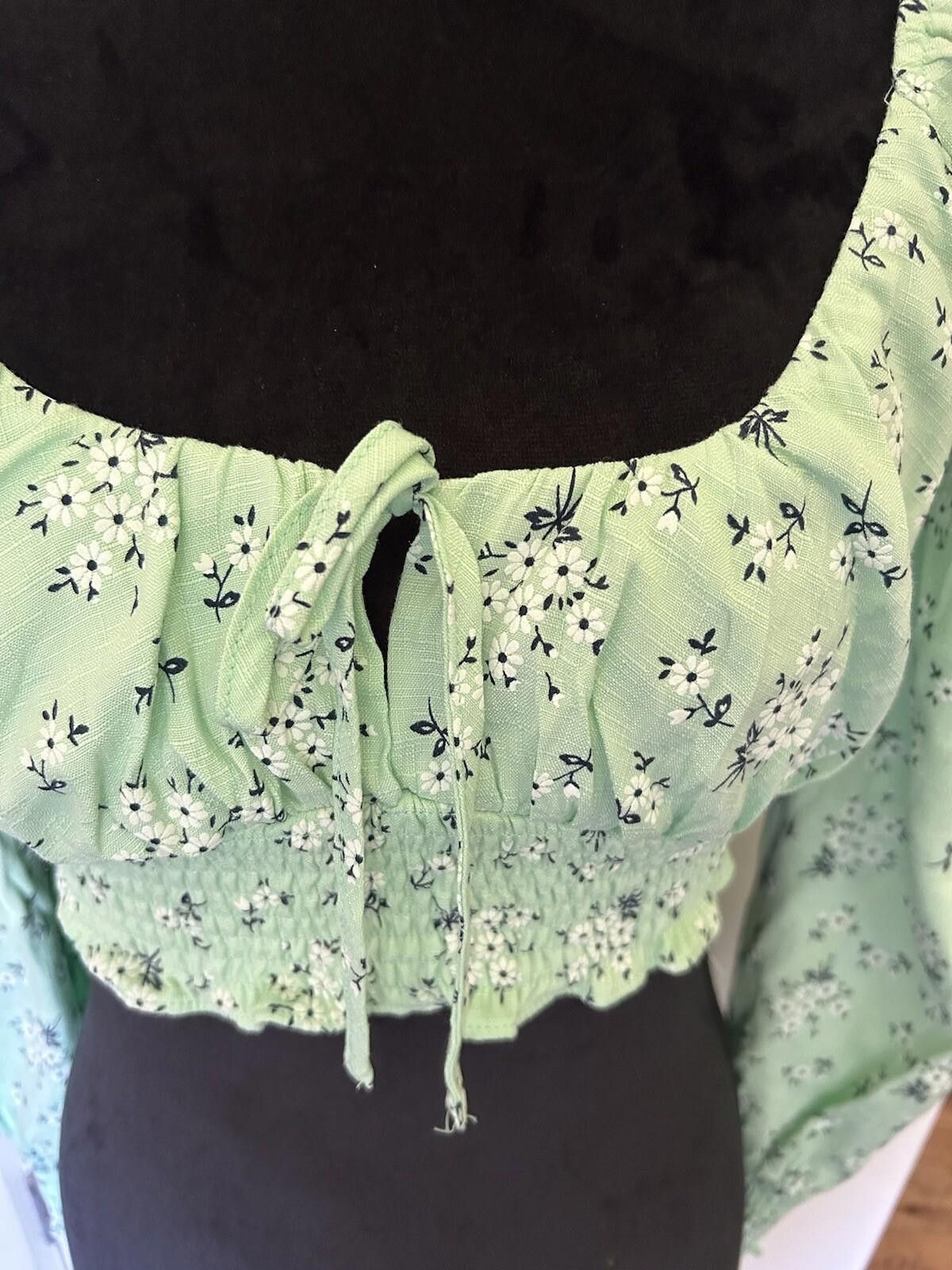 Designer Luck and Trouble Boho Festival top Mint floral - Sz 8 (004) Size S / US 4 / IT 40 - 7 Thumbnail