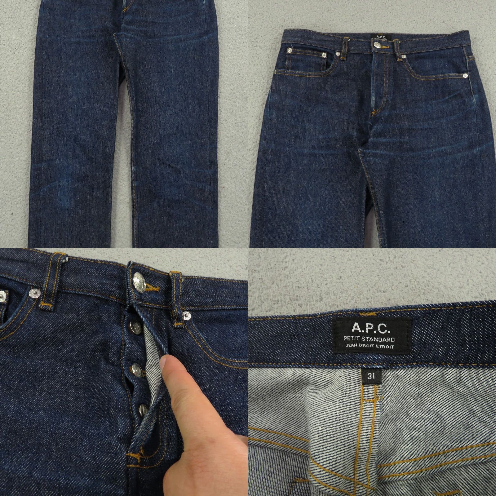 Denime APC Jeans Mens 31 Petit Standard Dark Raw Indigo Denim Blue Slim 32x32 5-Pocket Jeans Womens? Size US 31 - 8 Thumbnail