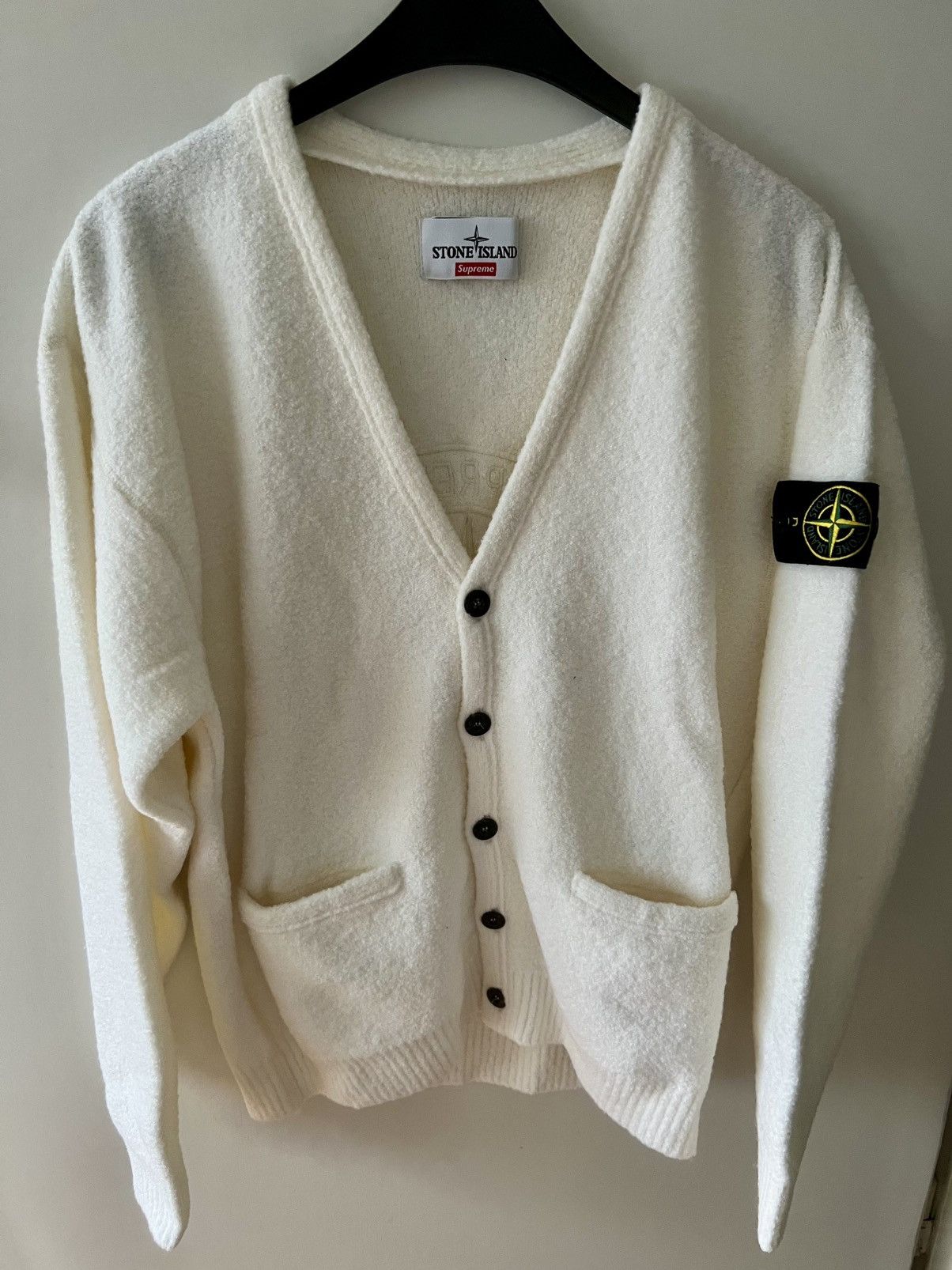 Stone Island x Supreme Wool Boucle Cardigan White Men Sz- S - www