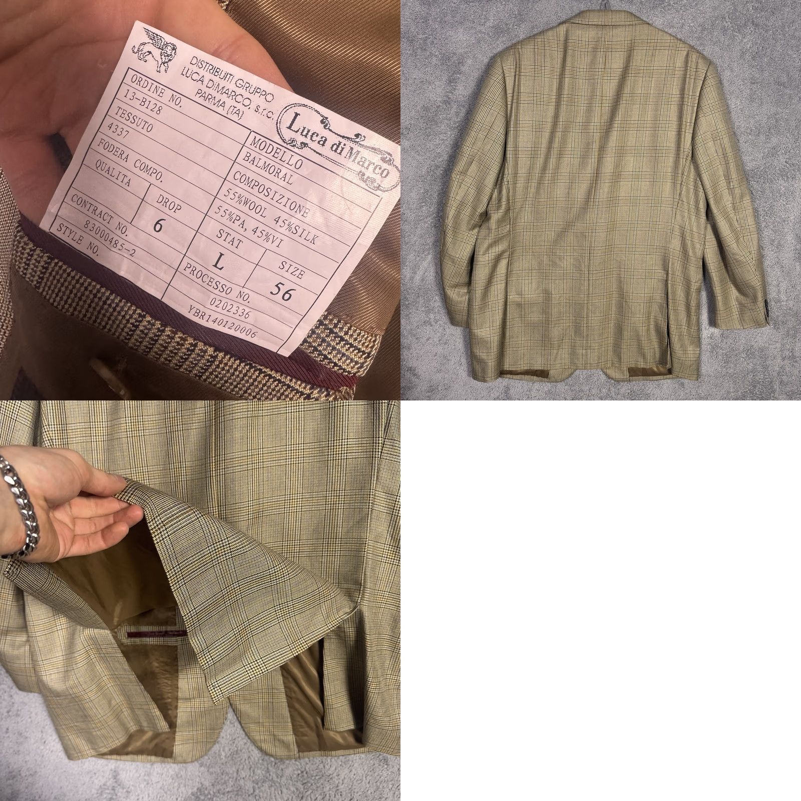 Vintage Byron Sport Coat Mens 44L IT 56 Glen Houndstooth Luca Di Marco Blazer Balmoral Business Casual Outerwear Size 44R - 9 Thumbnail
