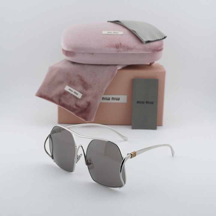 Miu Miu Miu Miu MUA55S 1BC80Q Sunglasses Silver Square Frame Size ONE SIZE - 11 Thumbnail